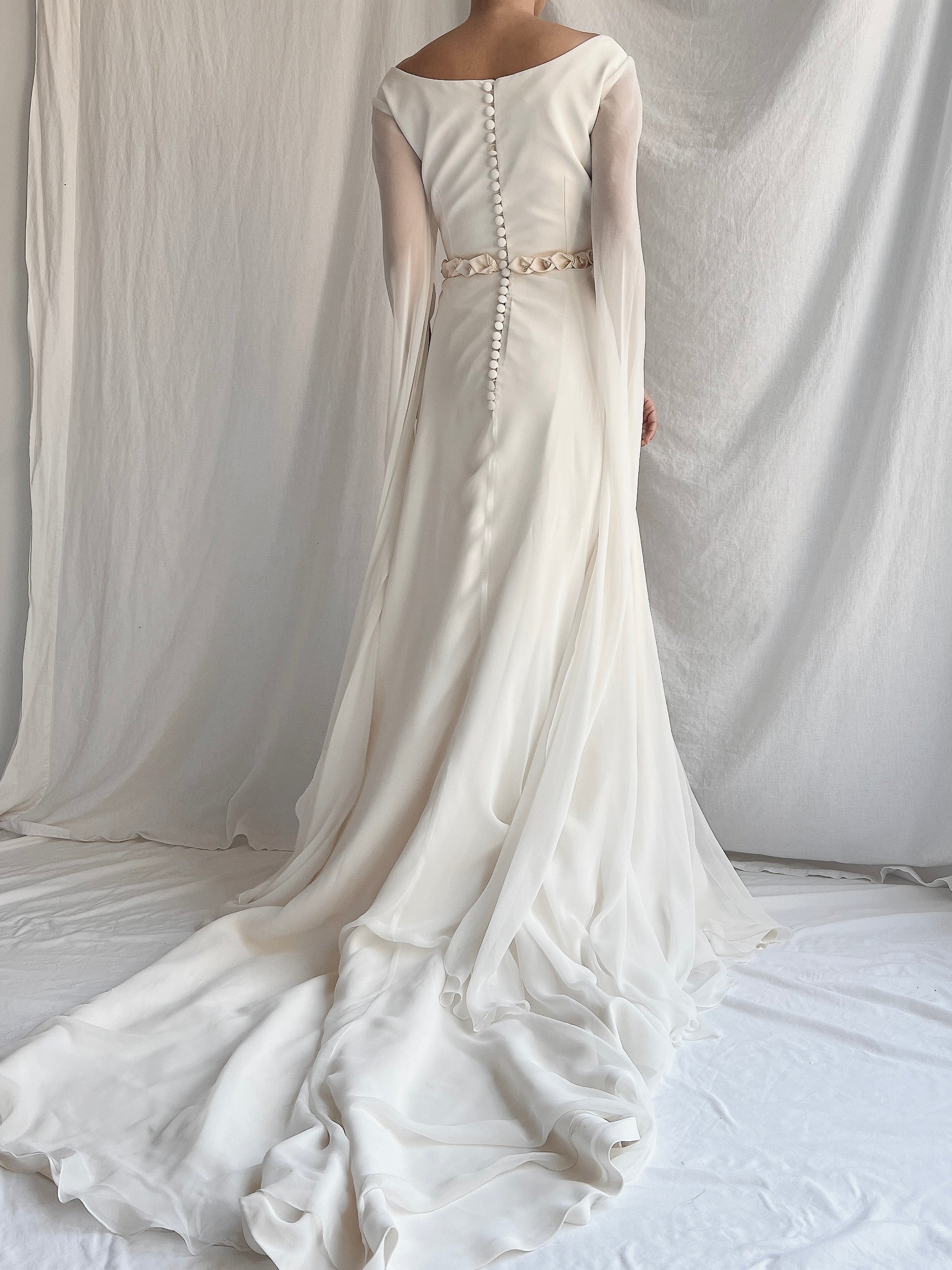 1990s Pronovias Chiffon Gown - S/M