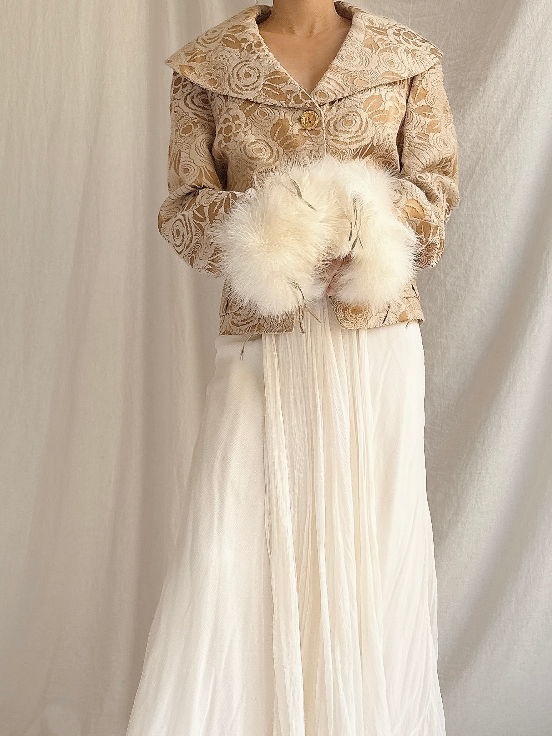 Vintage Futura Brocade and Feather Jacket - M