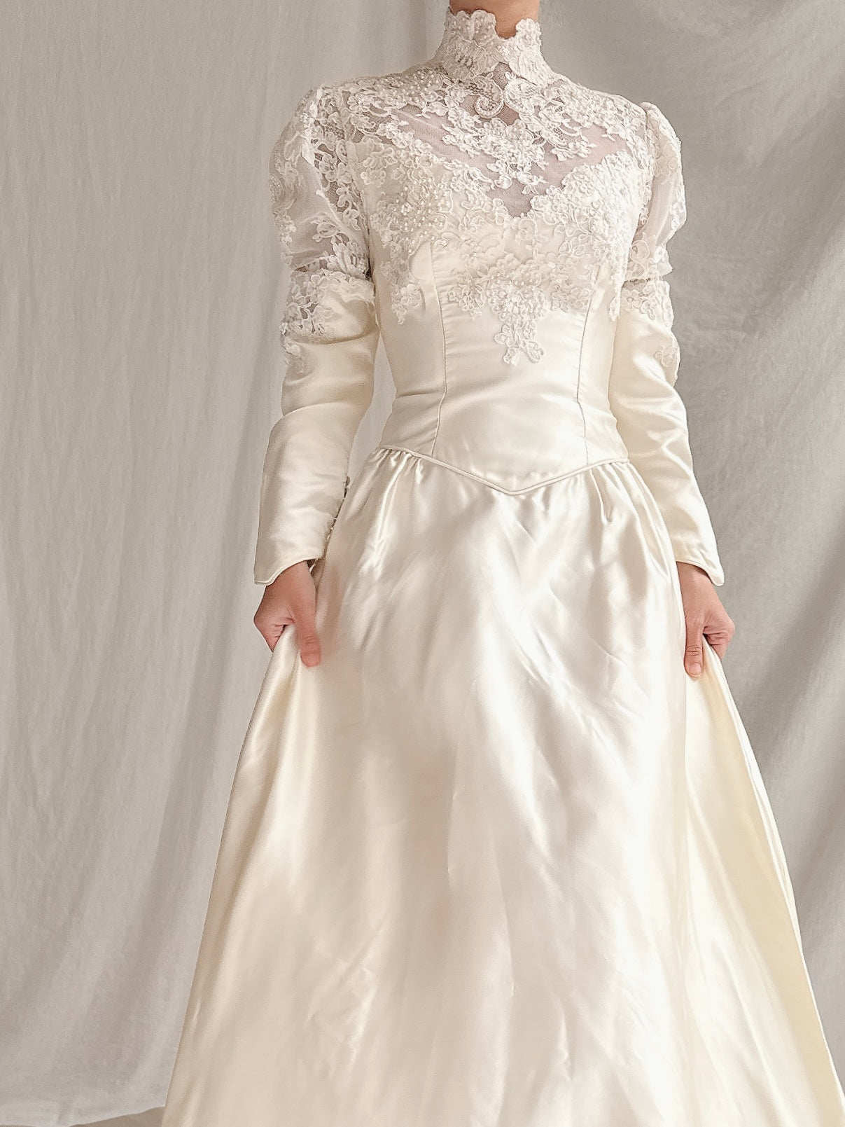 Vintage Satin Long Sleeve Dress - S