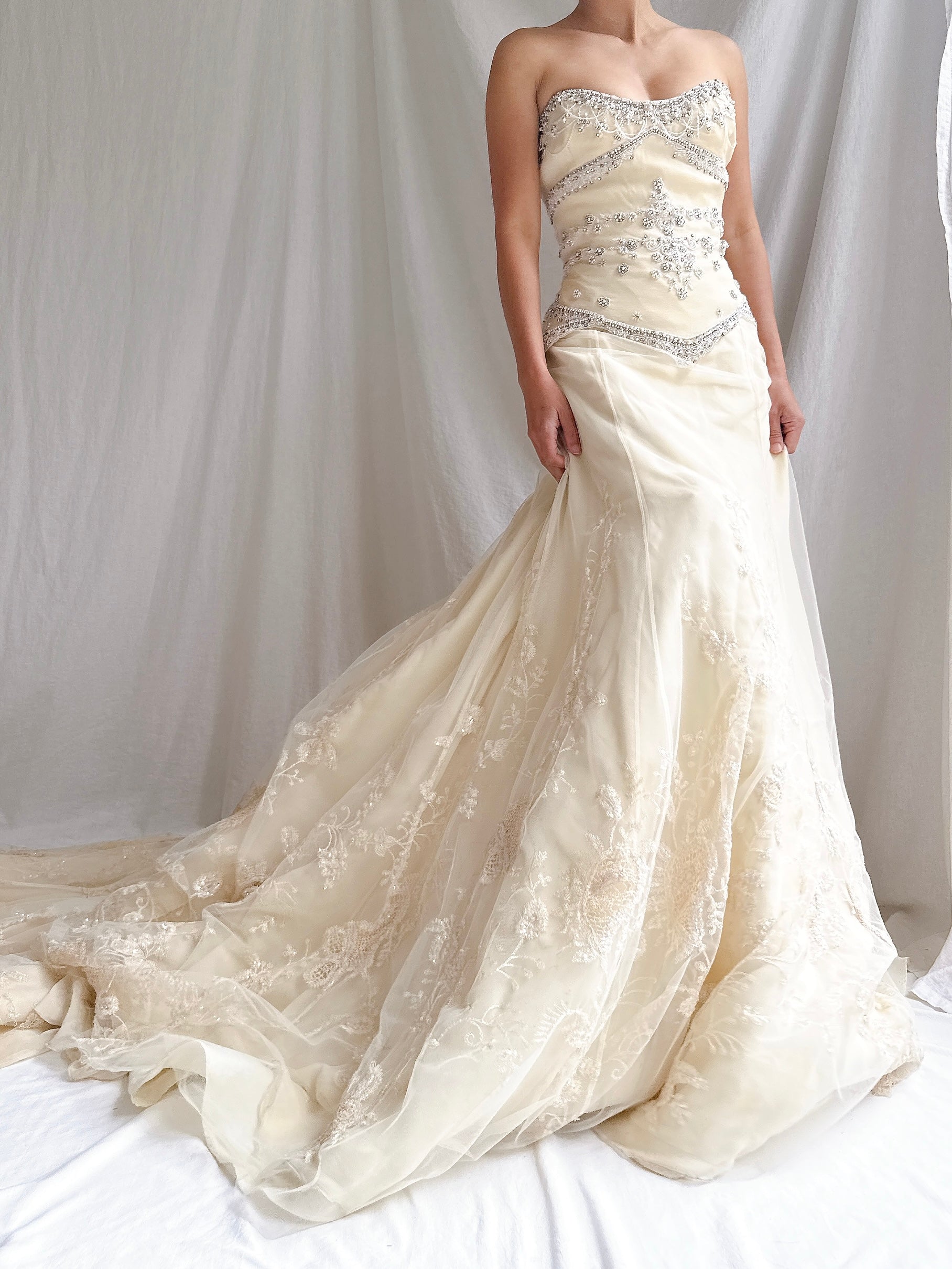 Vintage Badgley Mishka Couture Silk Embroidered Gown - M/6