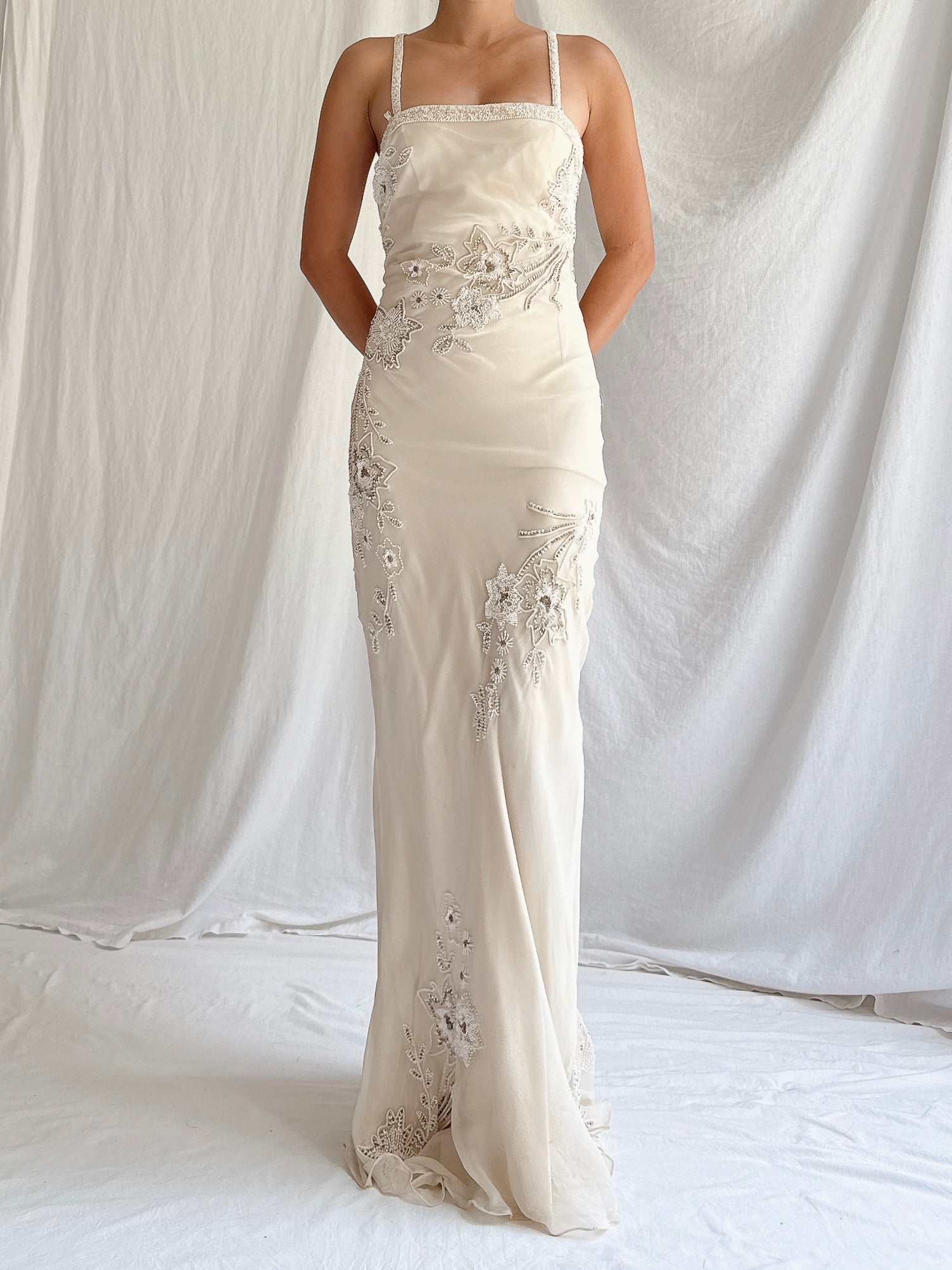 Vintage Silk Beaded Bias Gown - S/4