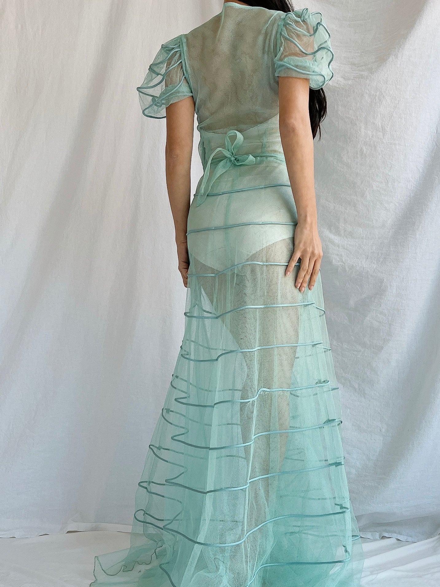 1930s Turquoise Tulle Dress - XS | G O S S A M E R 1930s Turquoise Tulle Dress - XS | G O S S A M E R