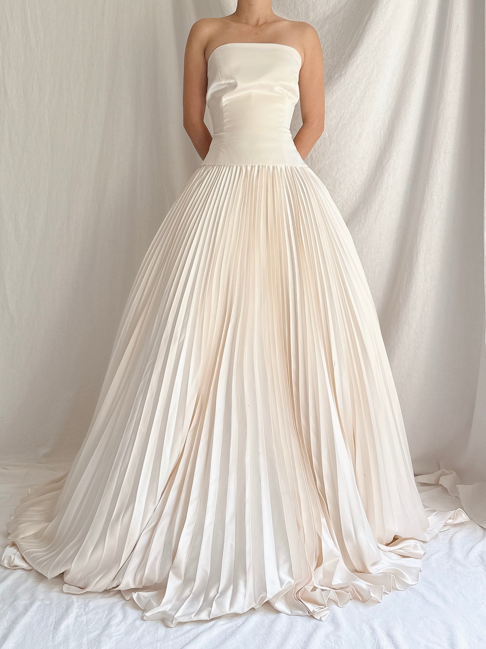 Vintage Lazaro Silk Pleated Gown - M/10