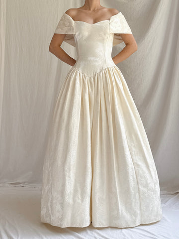 Vintage Brocade Basque Gown - S