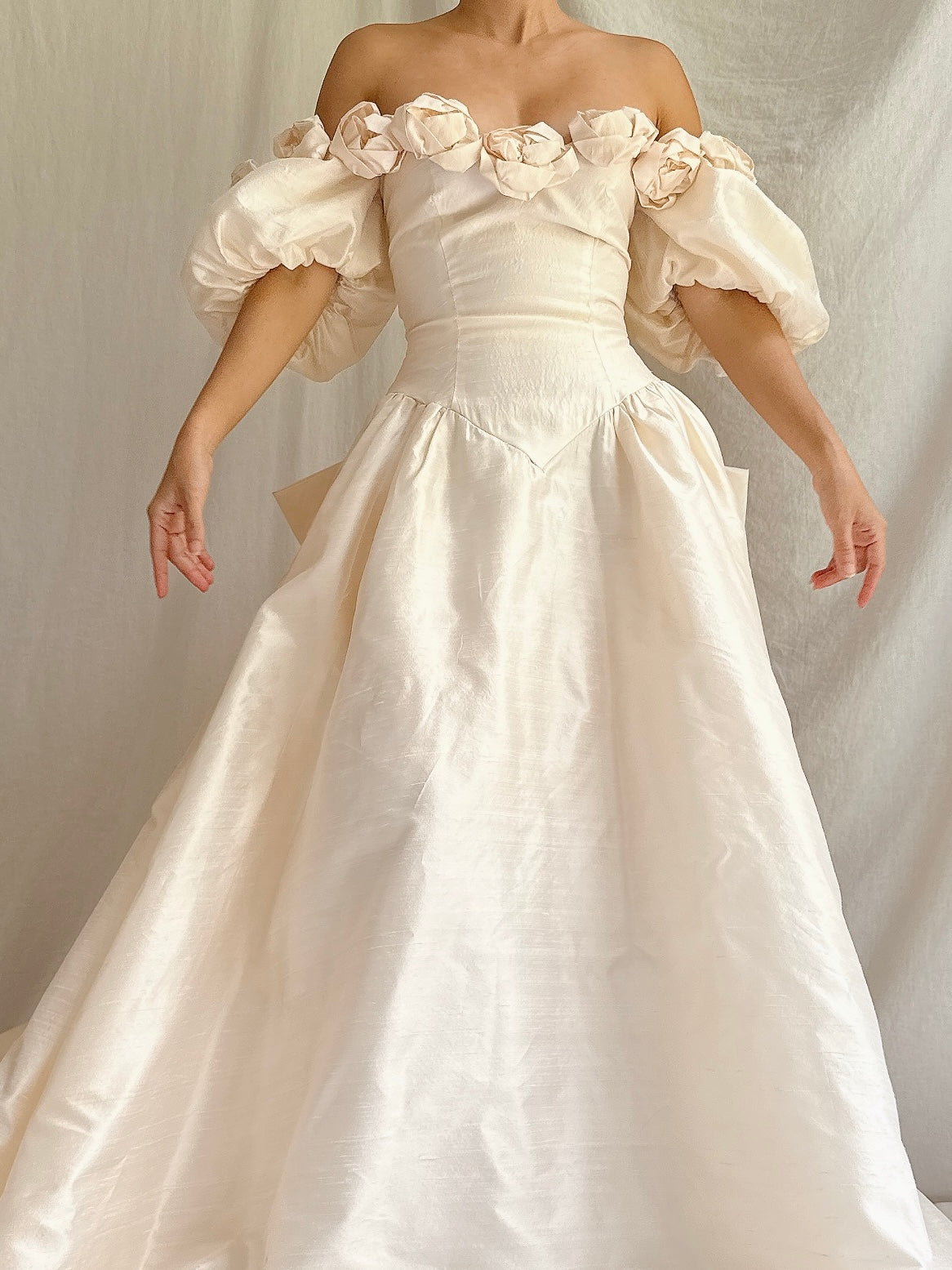 Vintage Silk Rosette Gown - XS