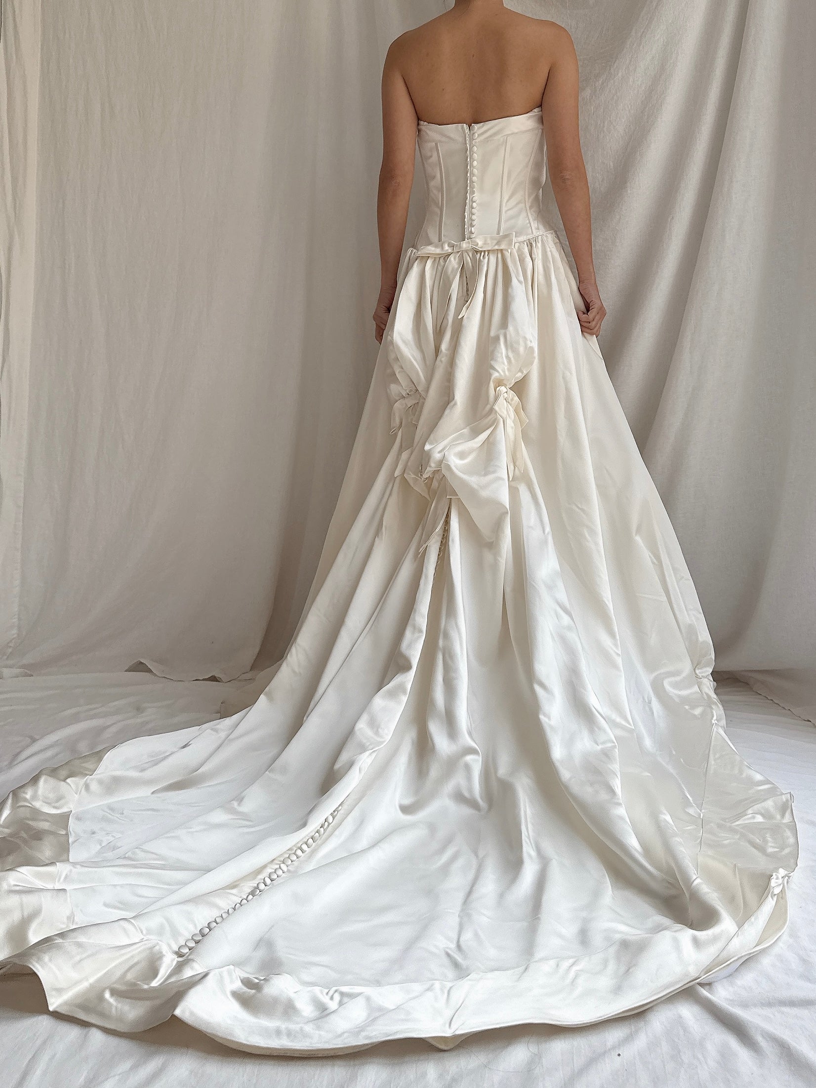 Vintage Randy Fenoli Silk and Satin Strapless Dress - M