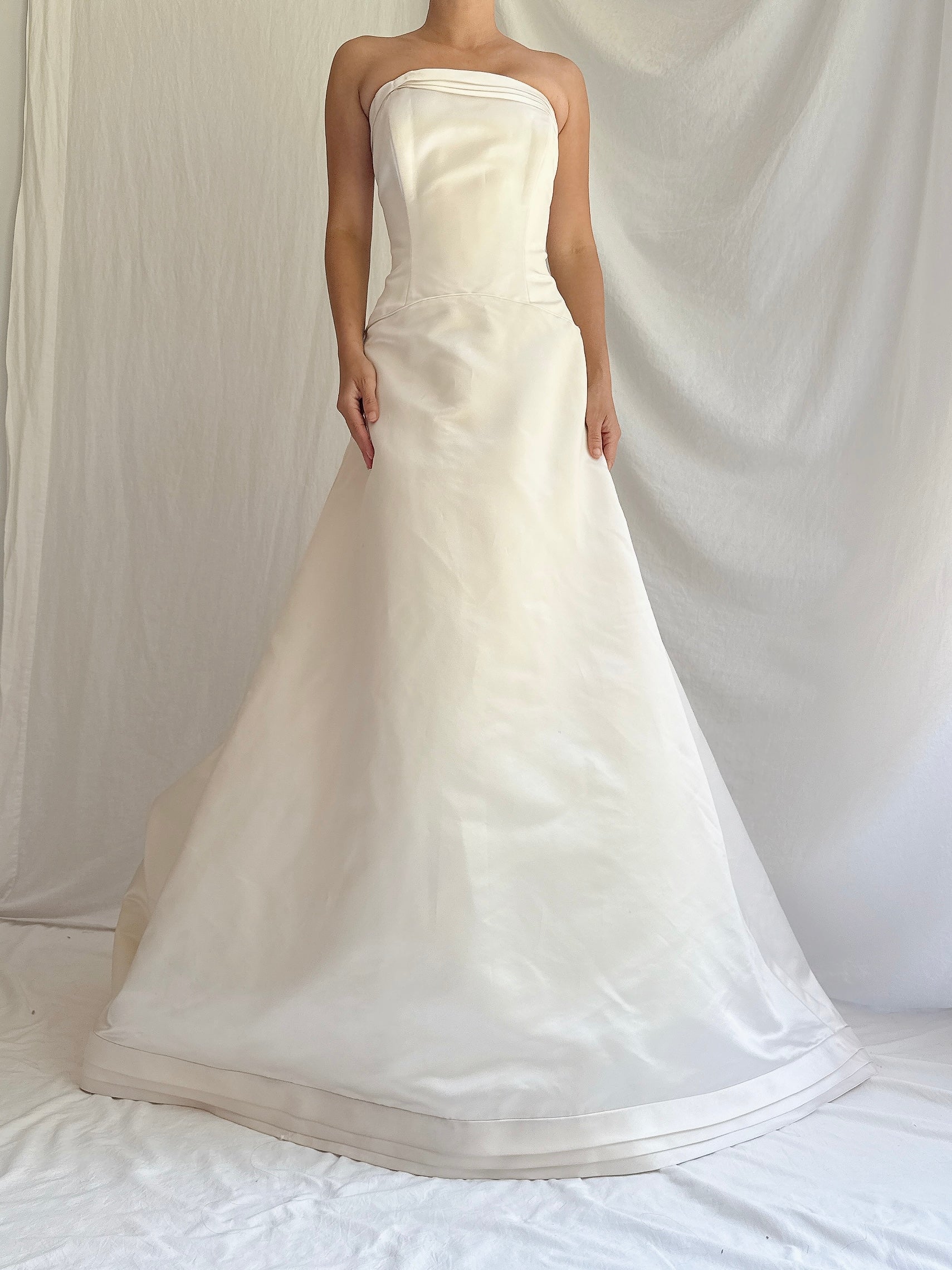 Vintage Silk Satin Strapless Gown - M