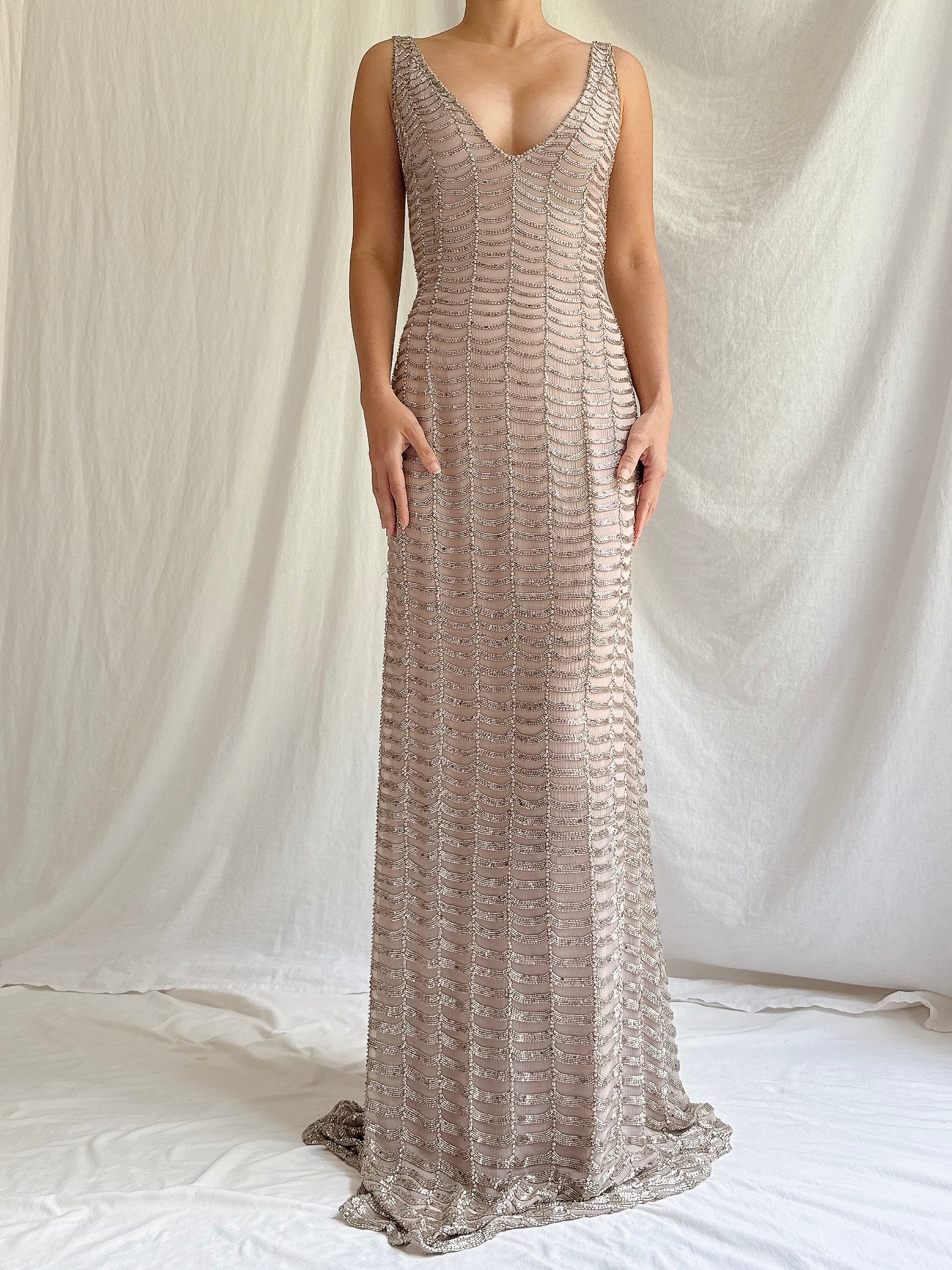 Vintage Naeem Khan Silk Beaded Gown - M/6/8