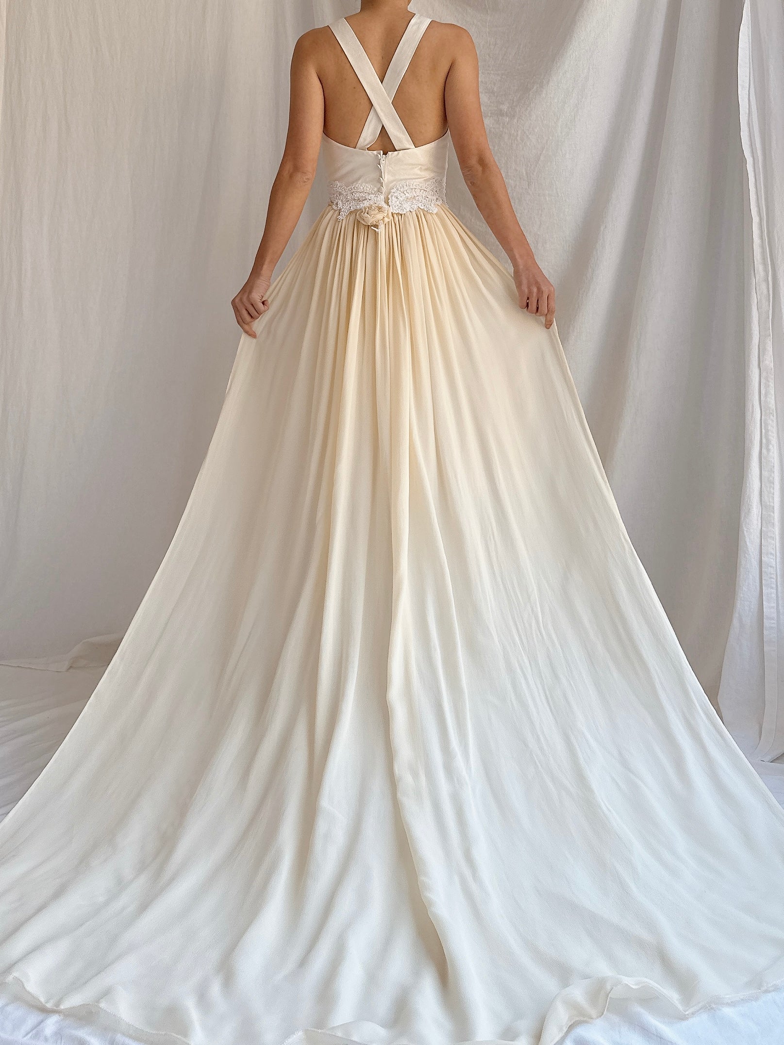 1990s Silk Column 2-Piece Gown - S/6