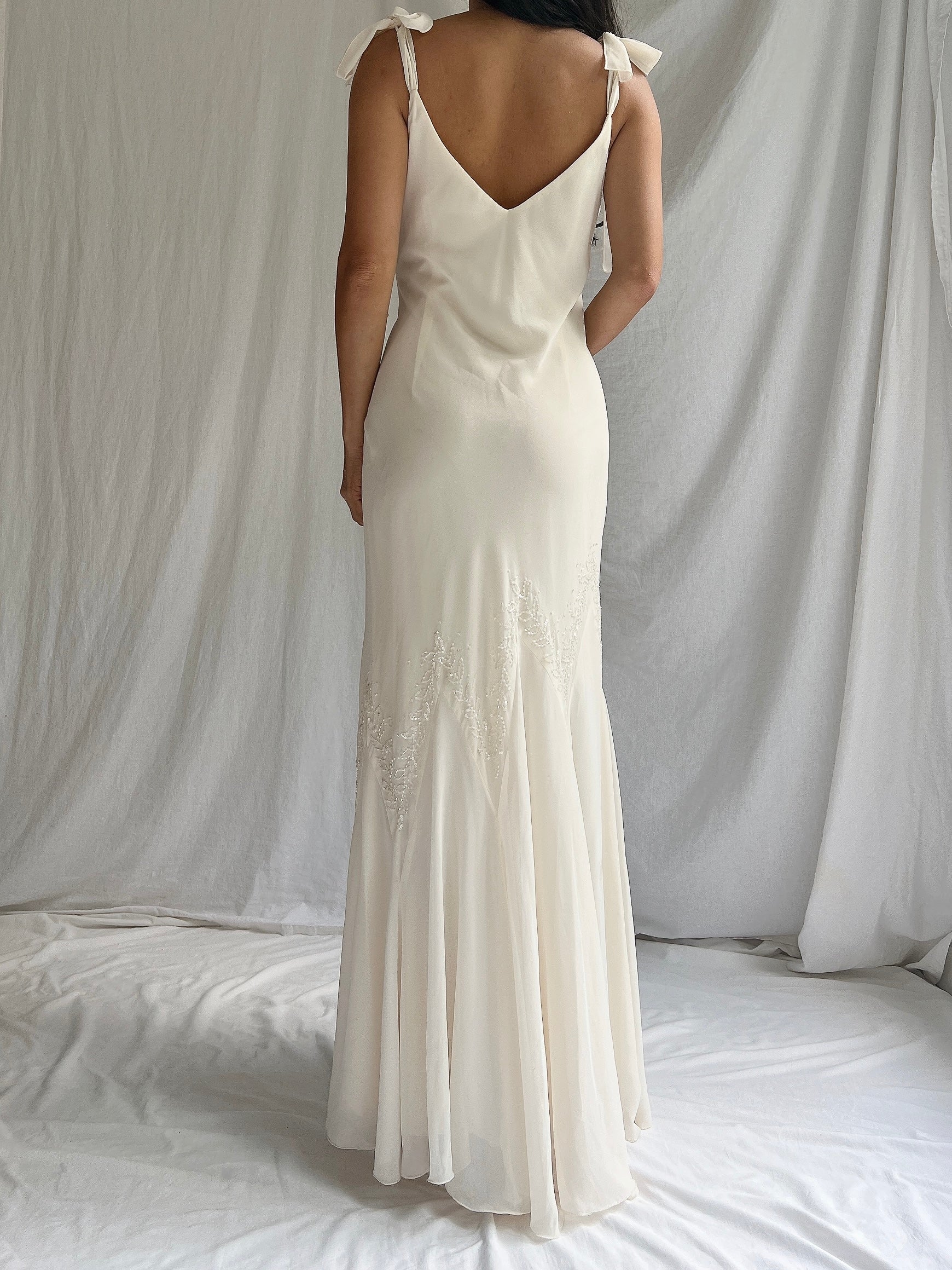 Vintage Chiffon Bias Cut Gown - M