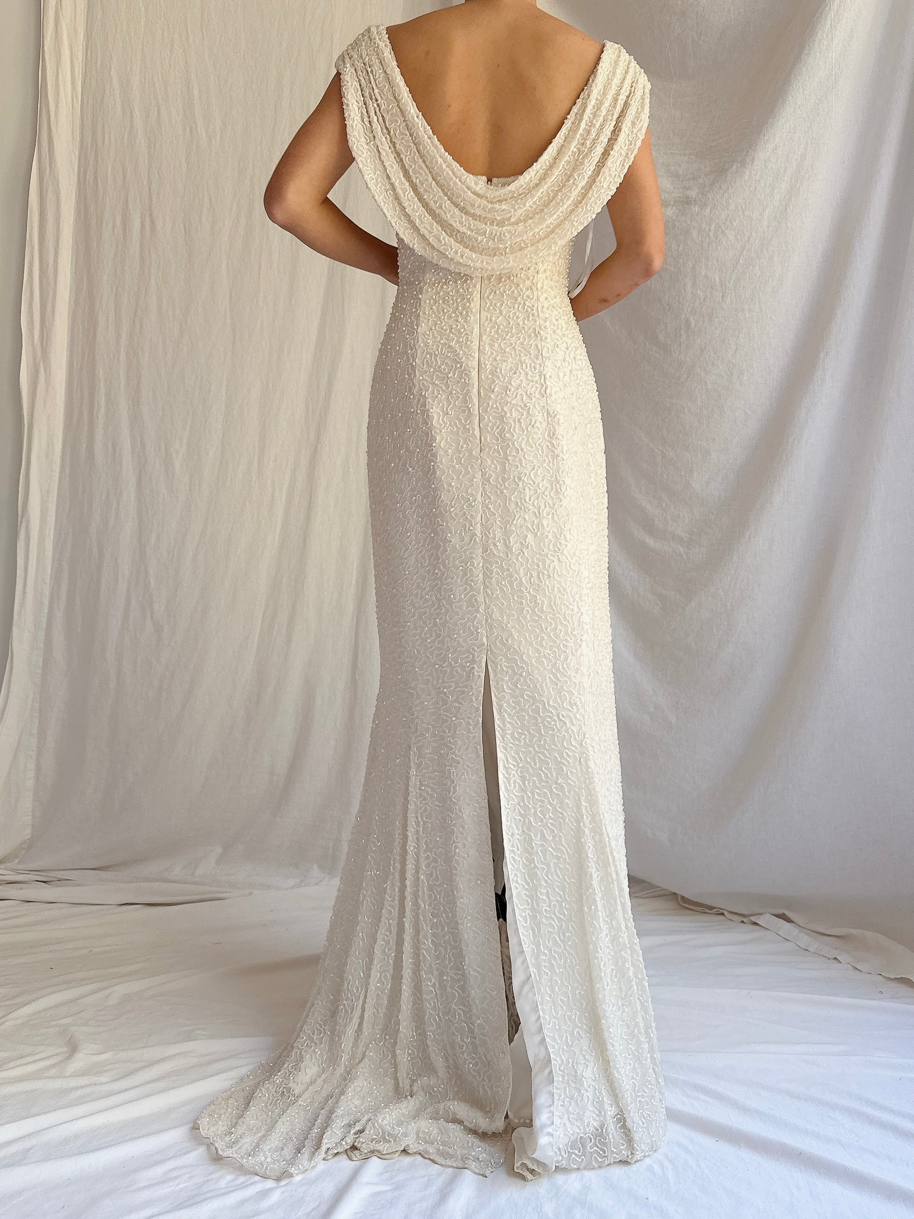Vintage Silk Beaded Gown - S