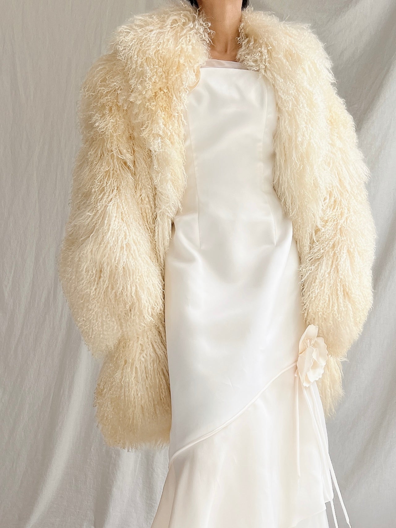 1970s Ivory Sheared Mongolian Lamb Coat - M/L