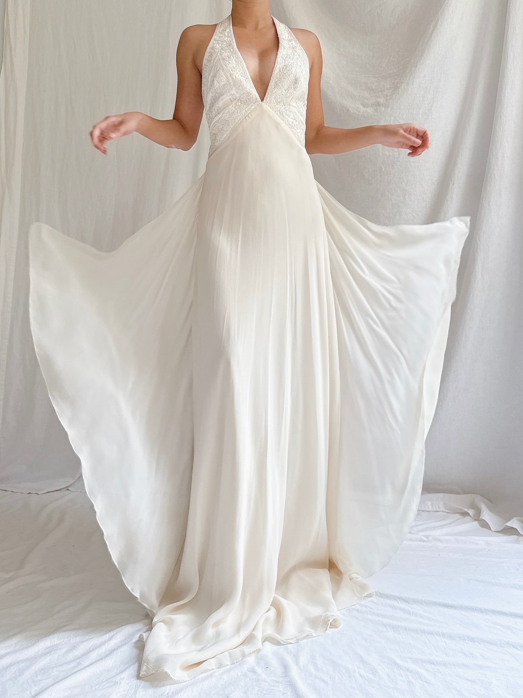 00 Silk Halter Embellished Gown - XS/2/4