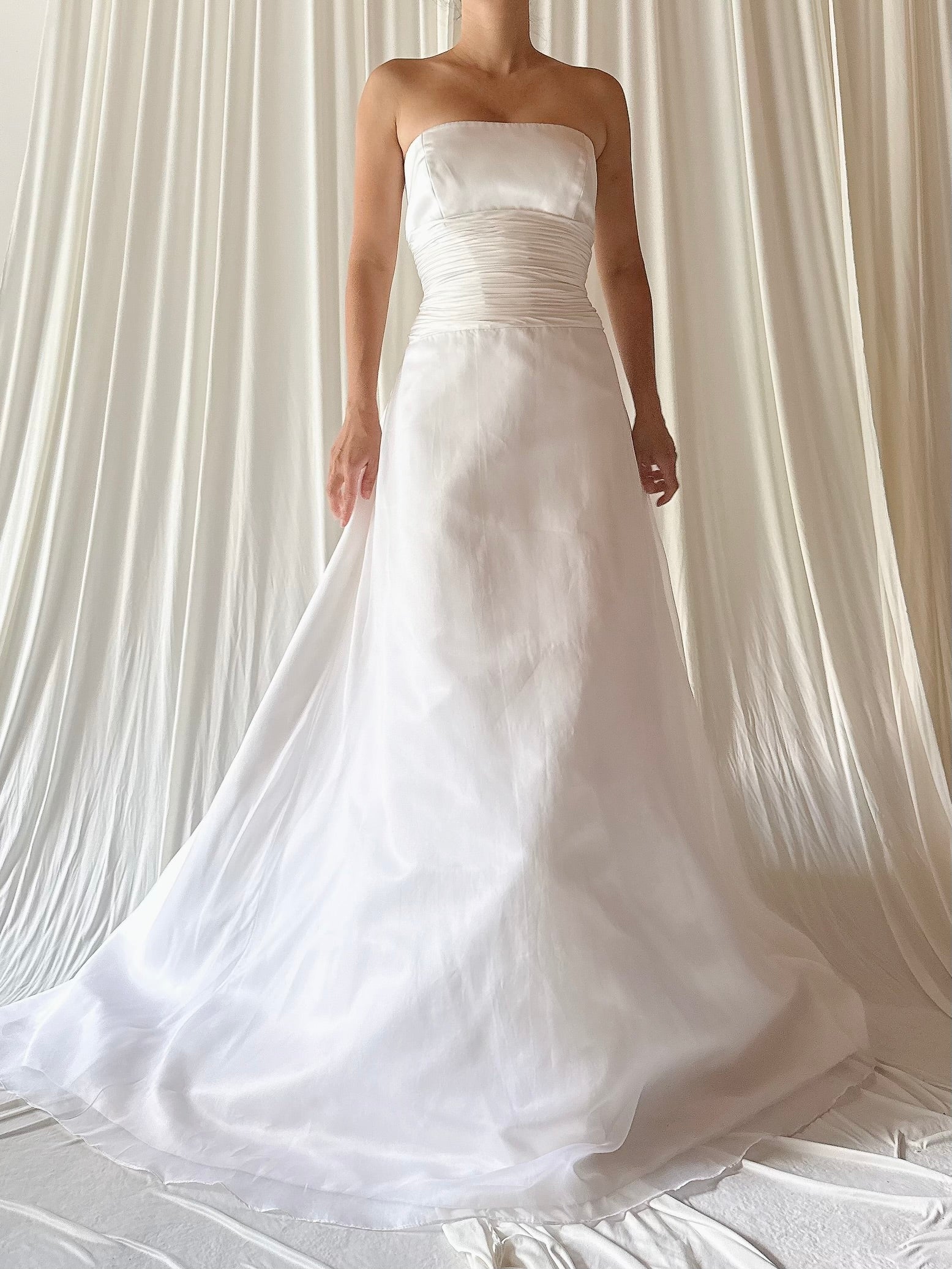 1990s Romona Keveza Silk Organza Gown - S