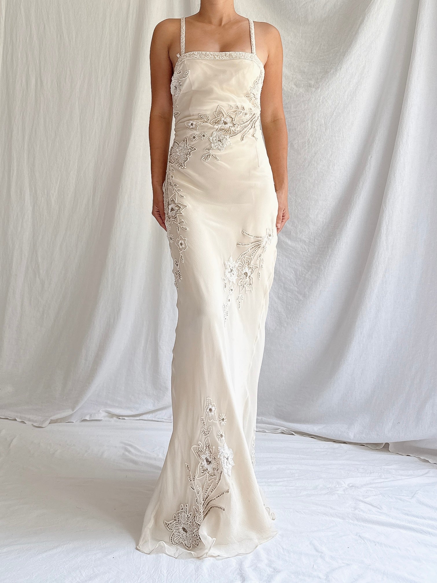 Vintage Silk Beaded Bias Gown - S/4