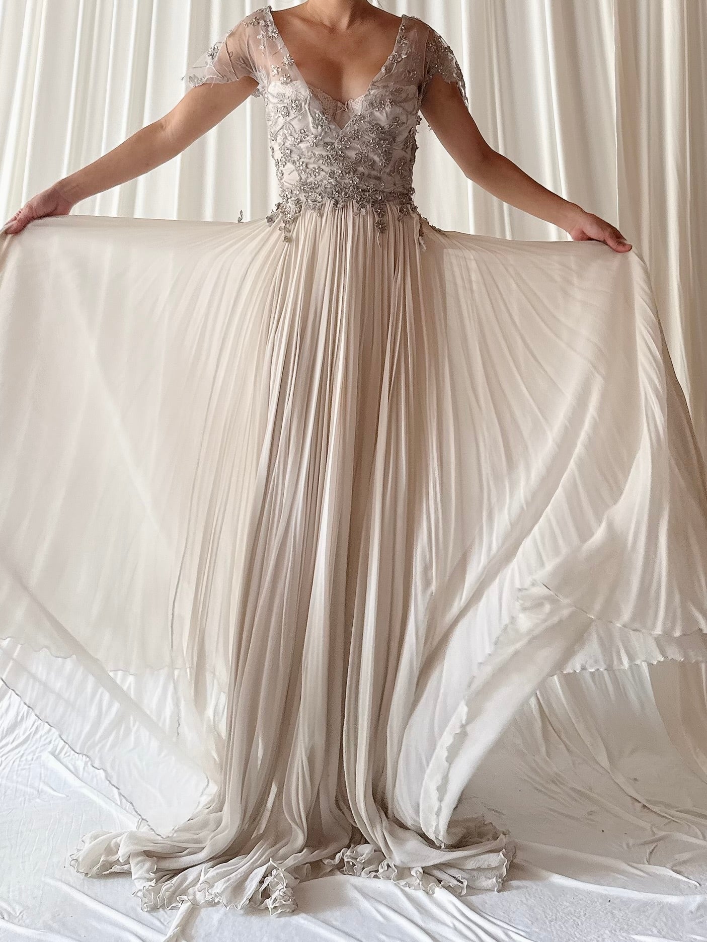 Handmade Silk Beaded Gown - Size 8