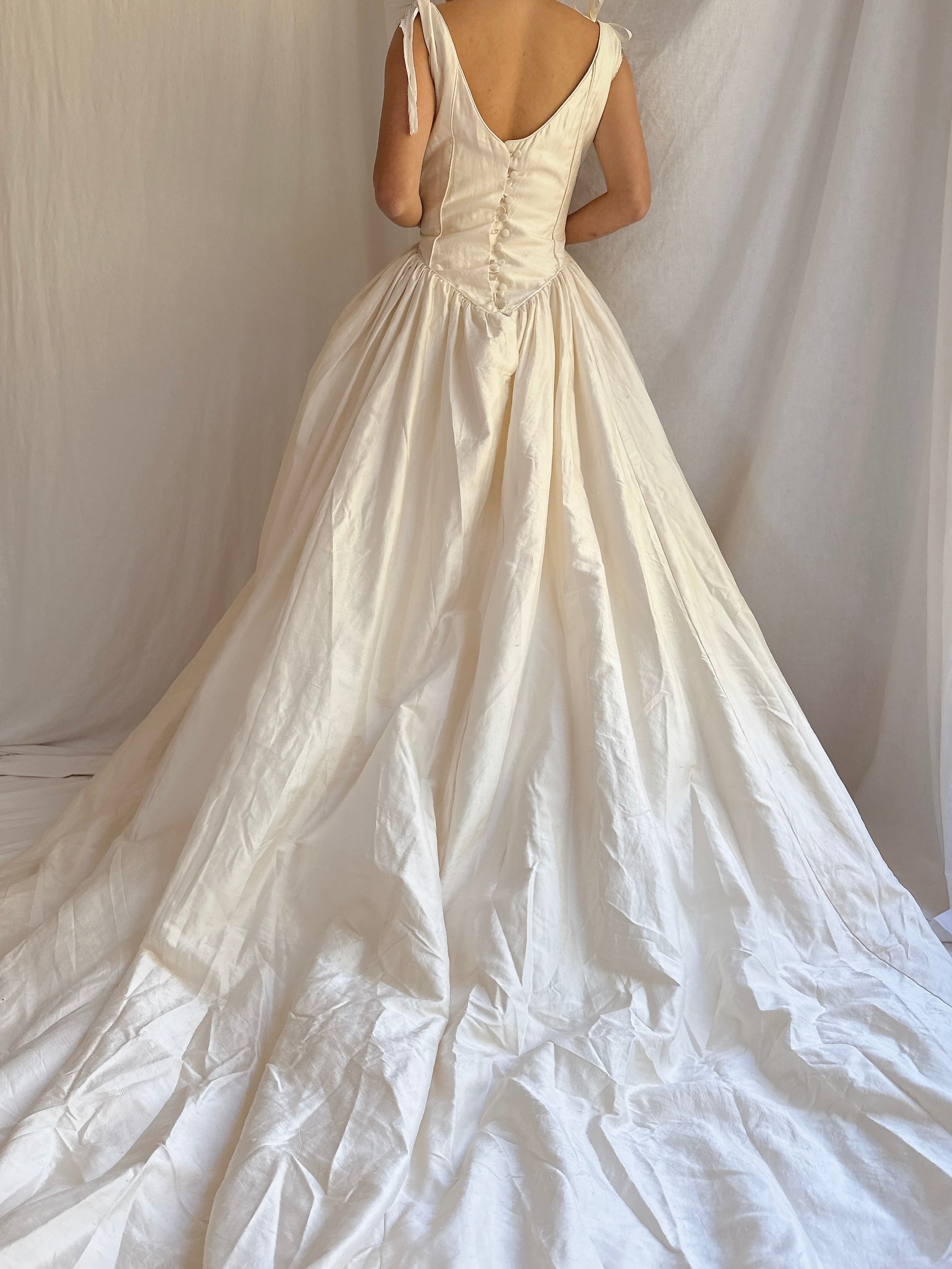 Vintage Fiorella Silk Basque Waist Gown - M