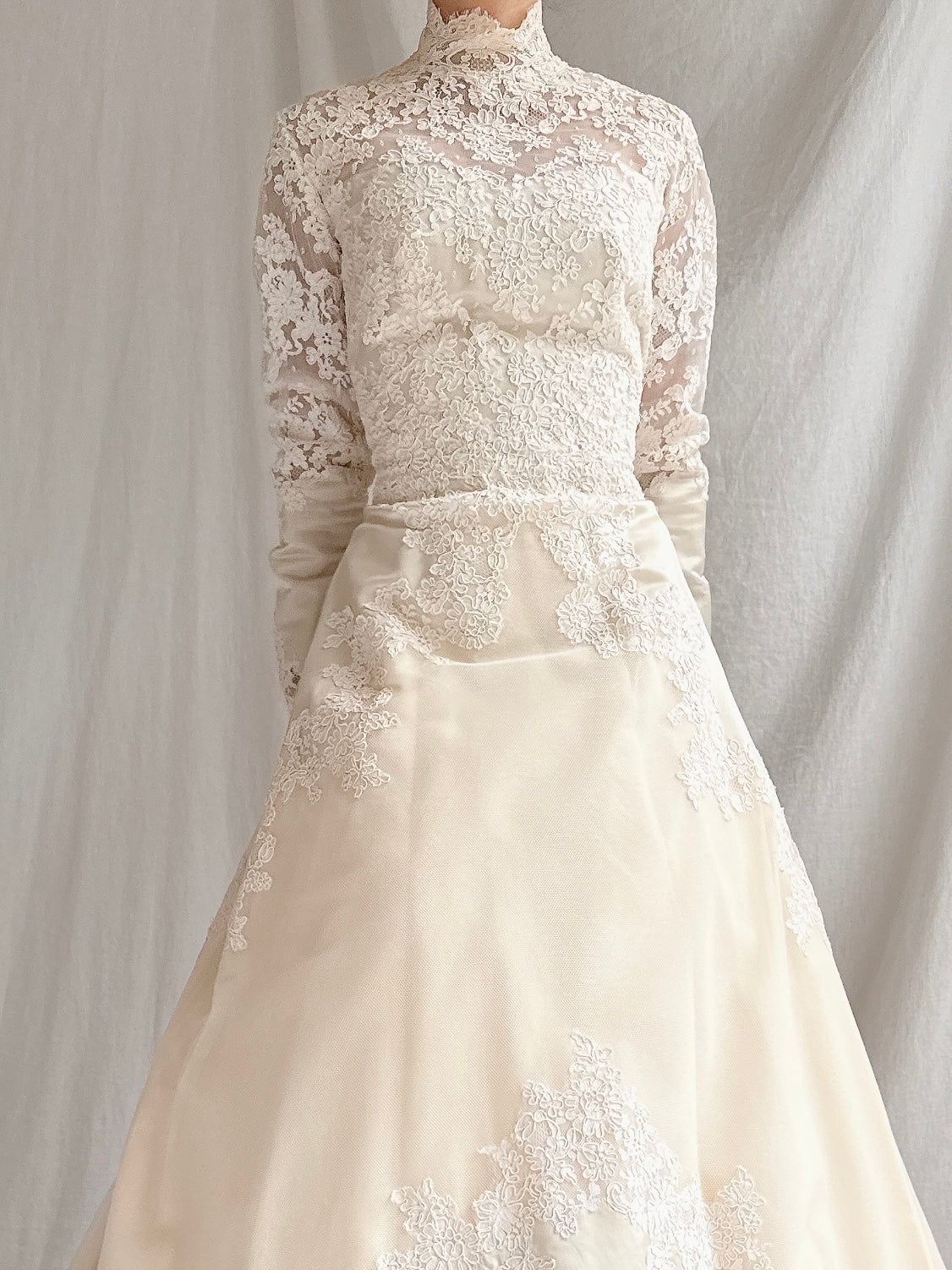 1960S Silk and Tulle Lace Gown - S