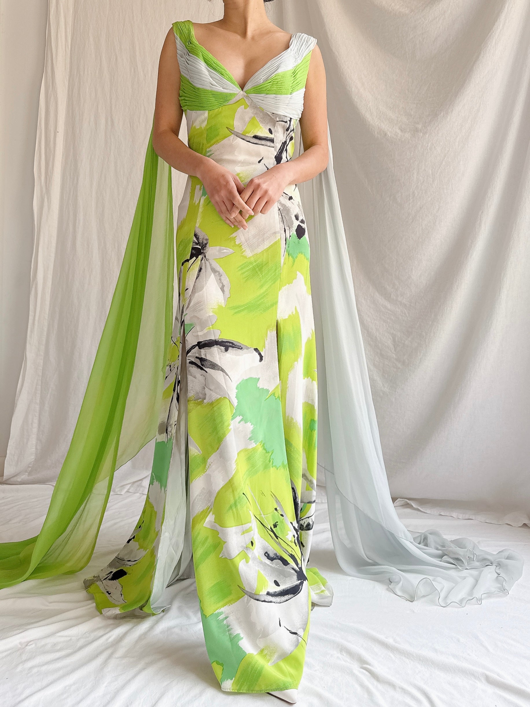 Vintage Thierry Huet Silk Abstract Gown - S