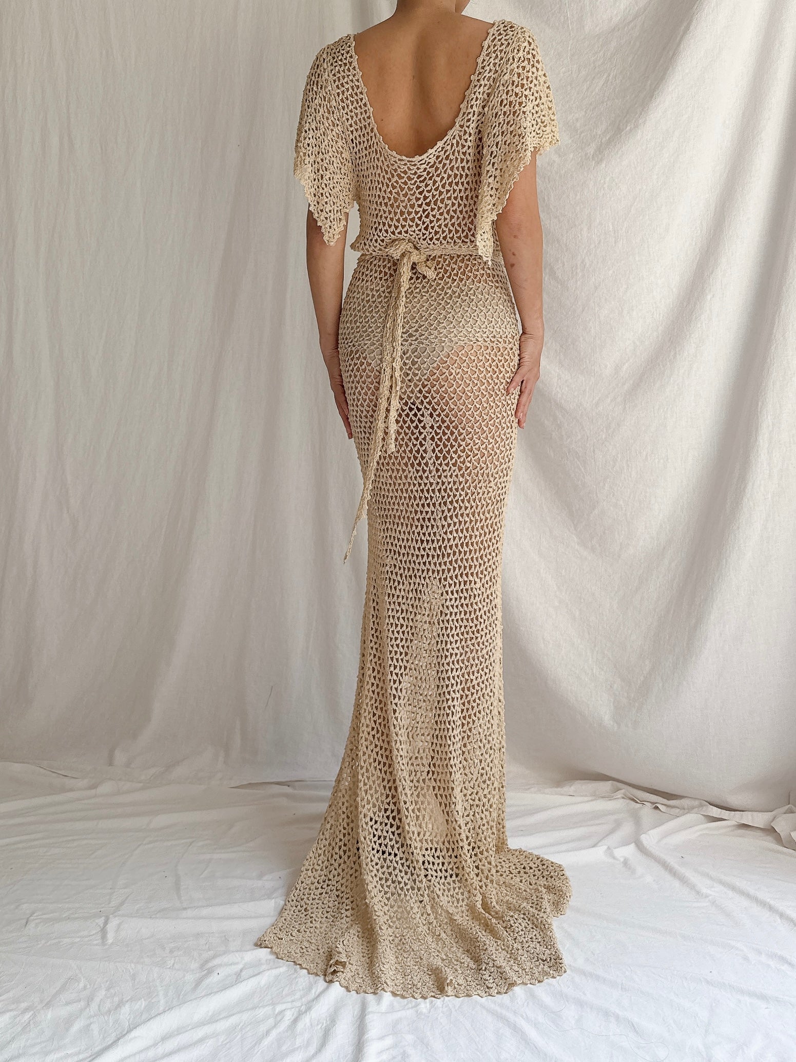 1970s Sheer Crochet Dress - S-M