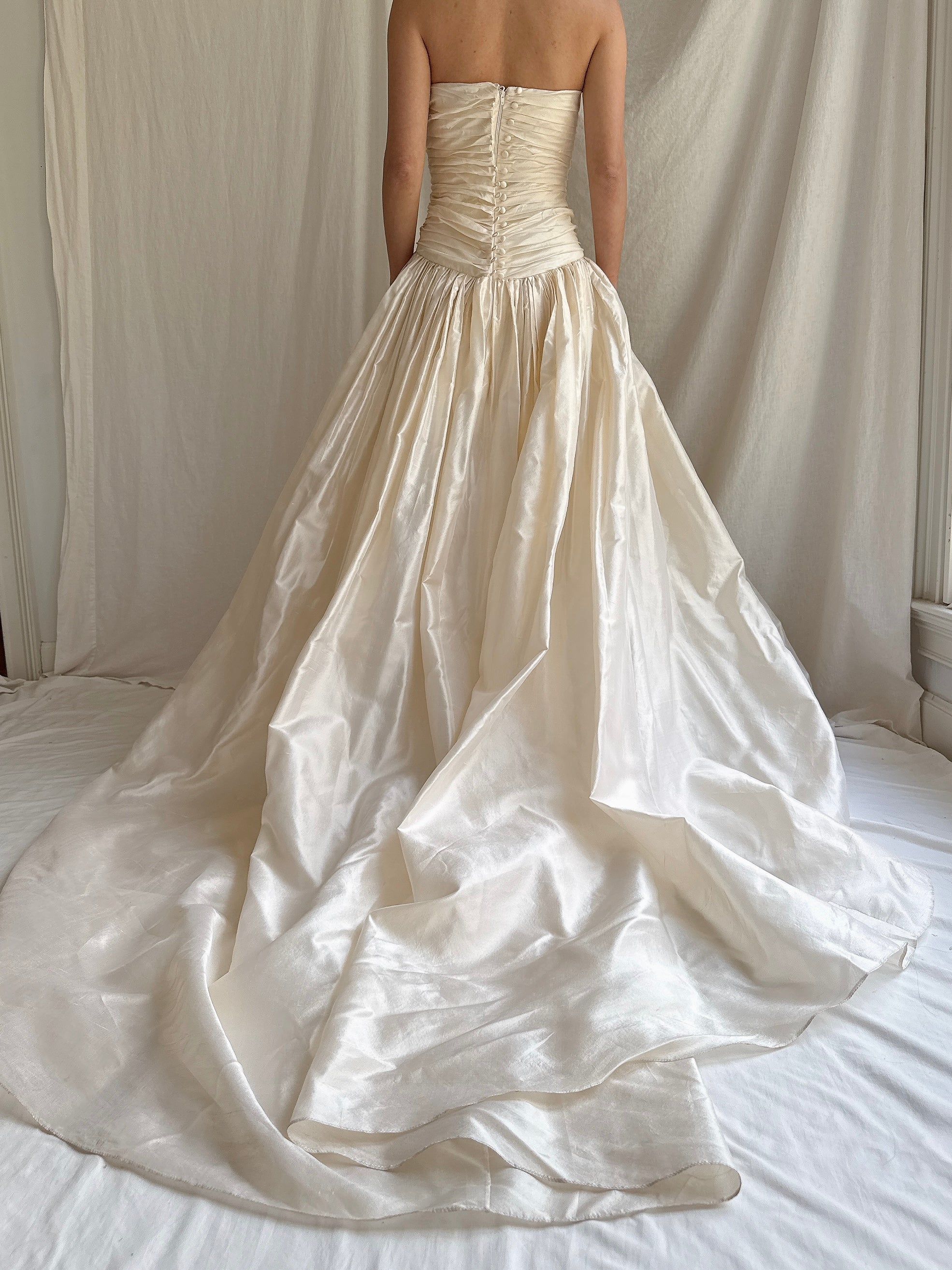 Vintage Silk Strapless Gown - M/8