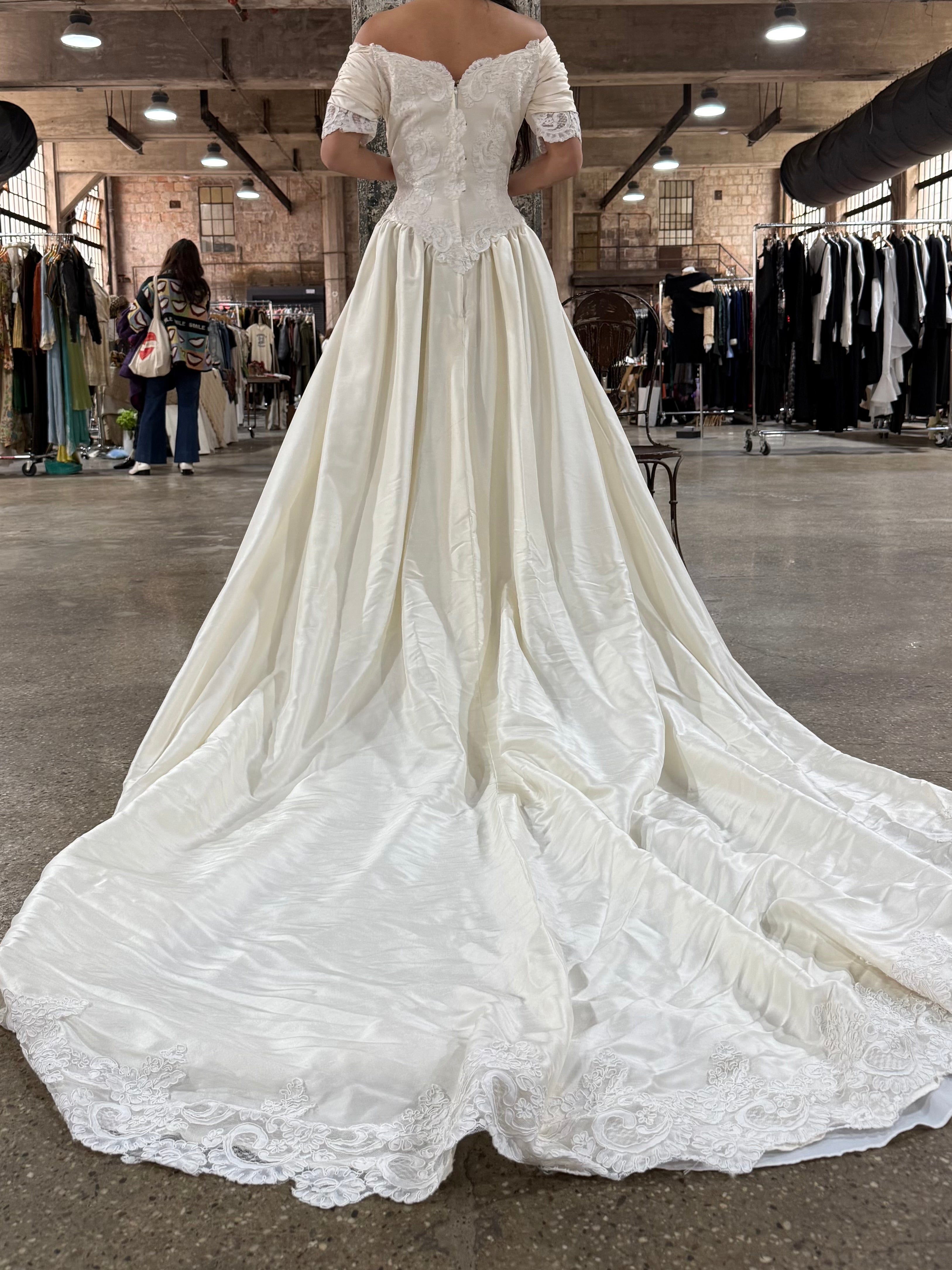 Vintage Silk and Lace Gown - S/6