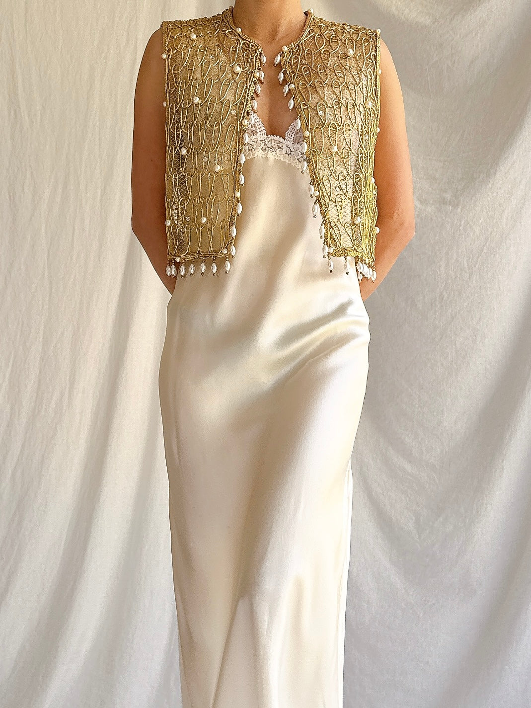 1960s Gold Beaded Top - S