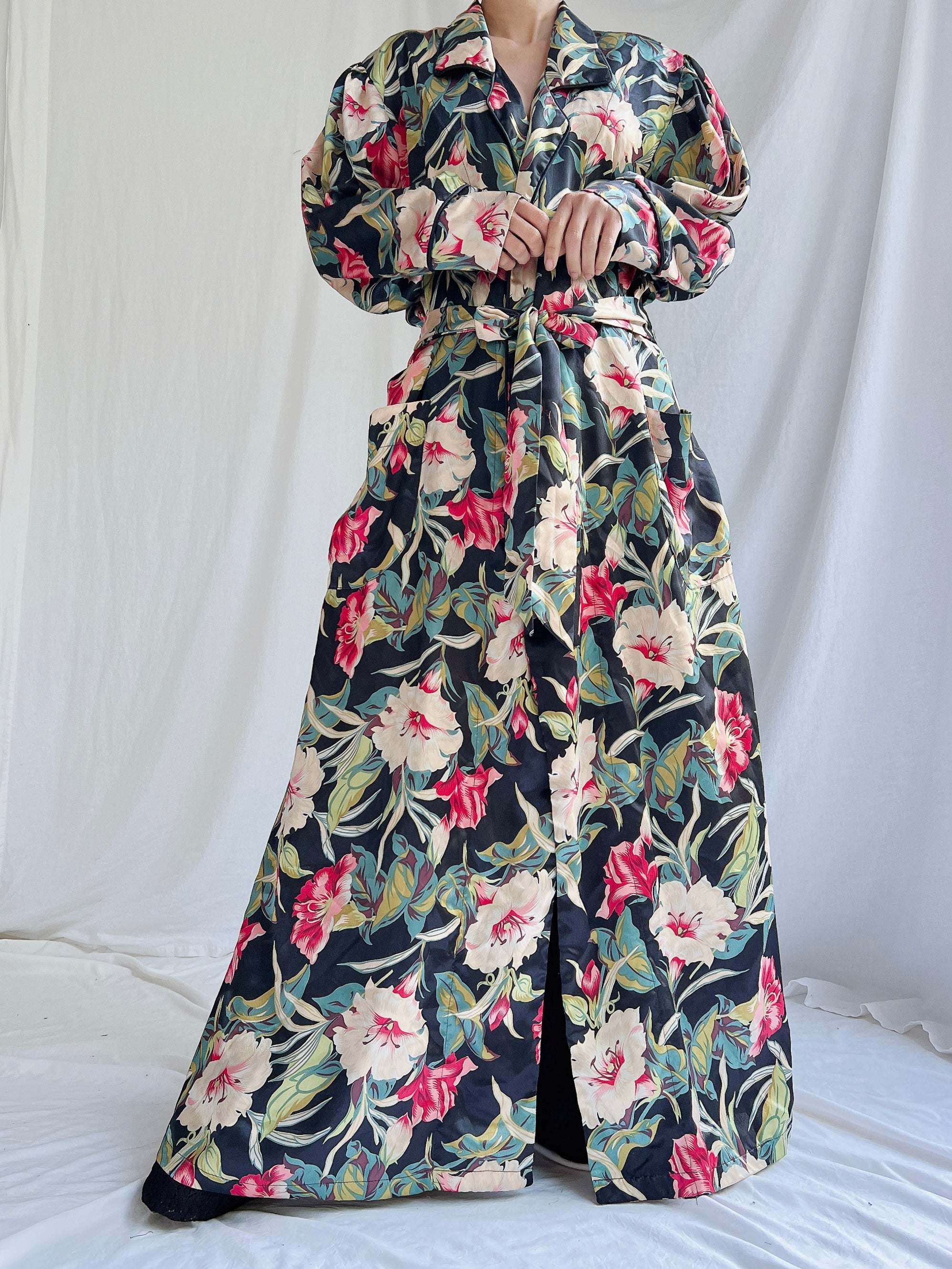 Vintage Satin Floral Duster - S/M