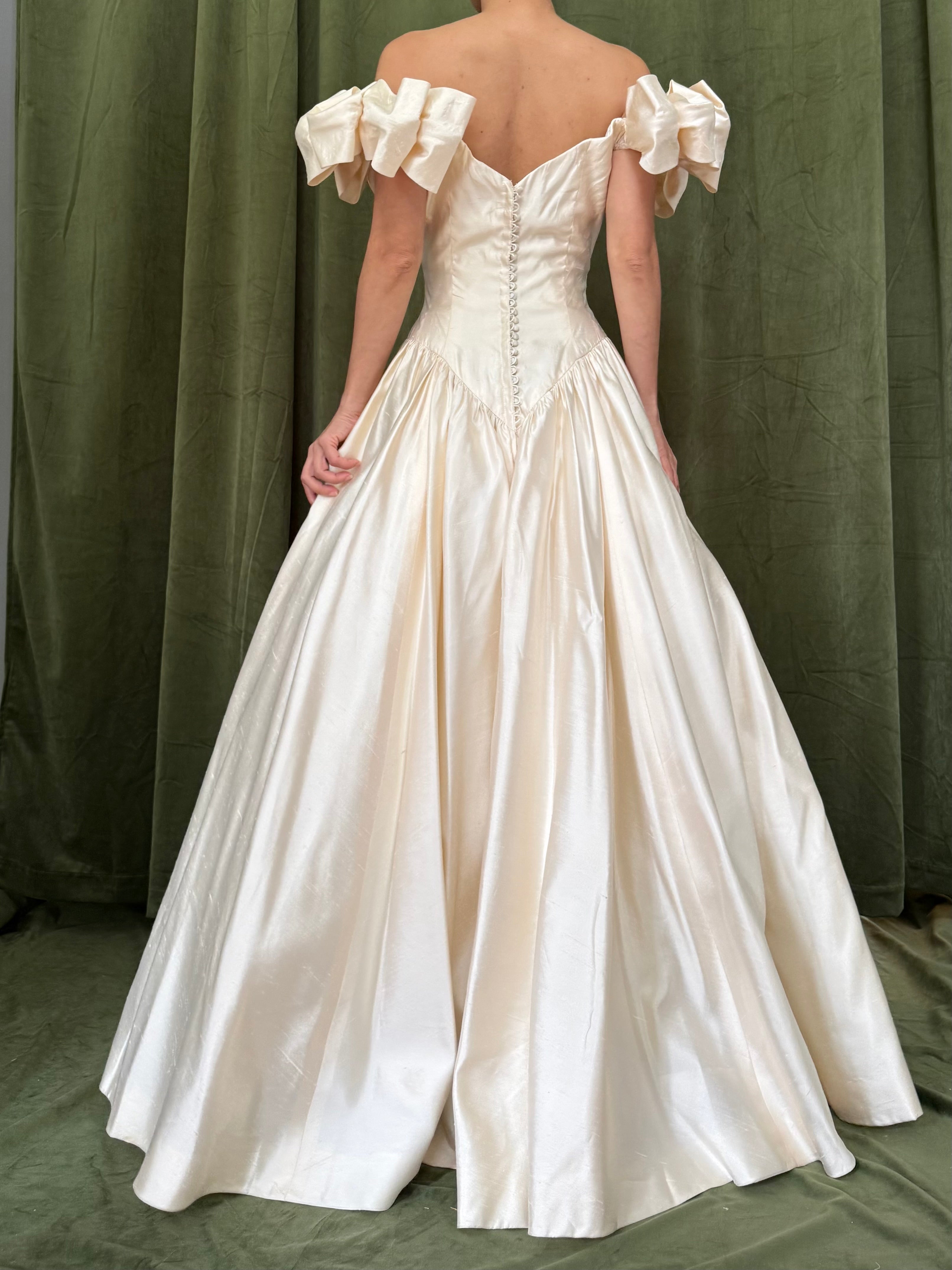 1990s Lazaro Silk Basque Waist Gown - XS