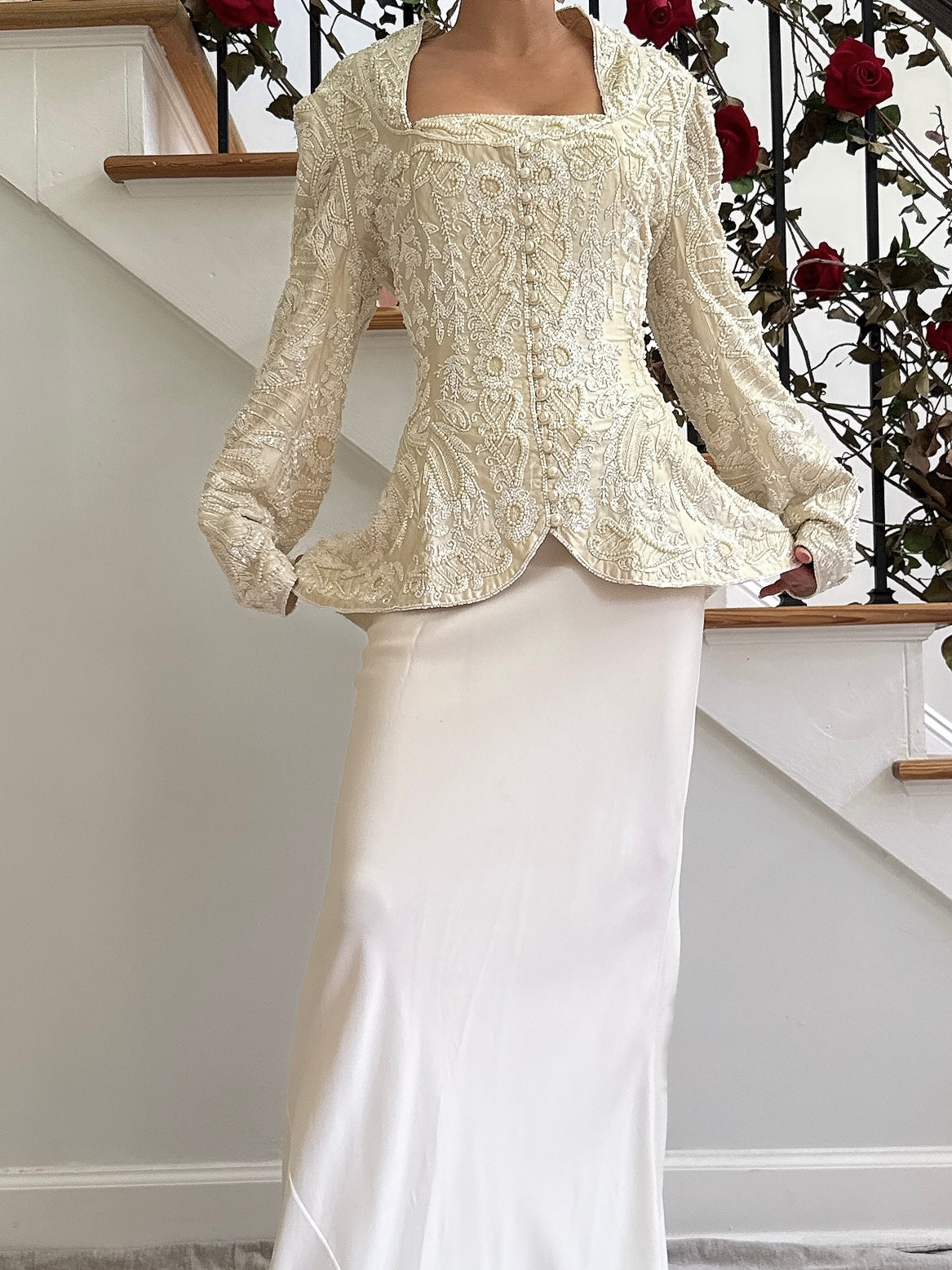 Vintage Eavis & Brown Silk Beaded Jacket - M
