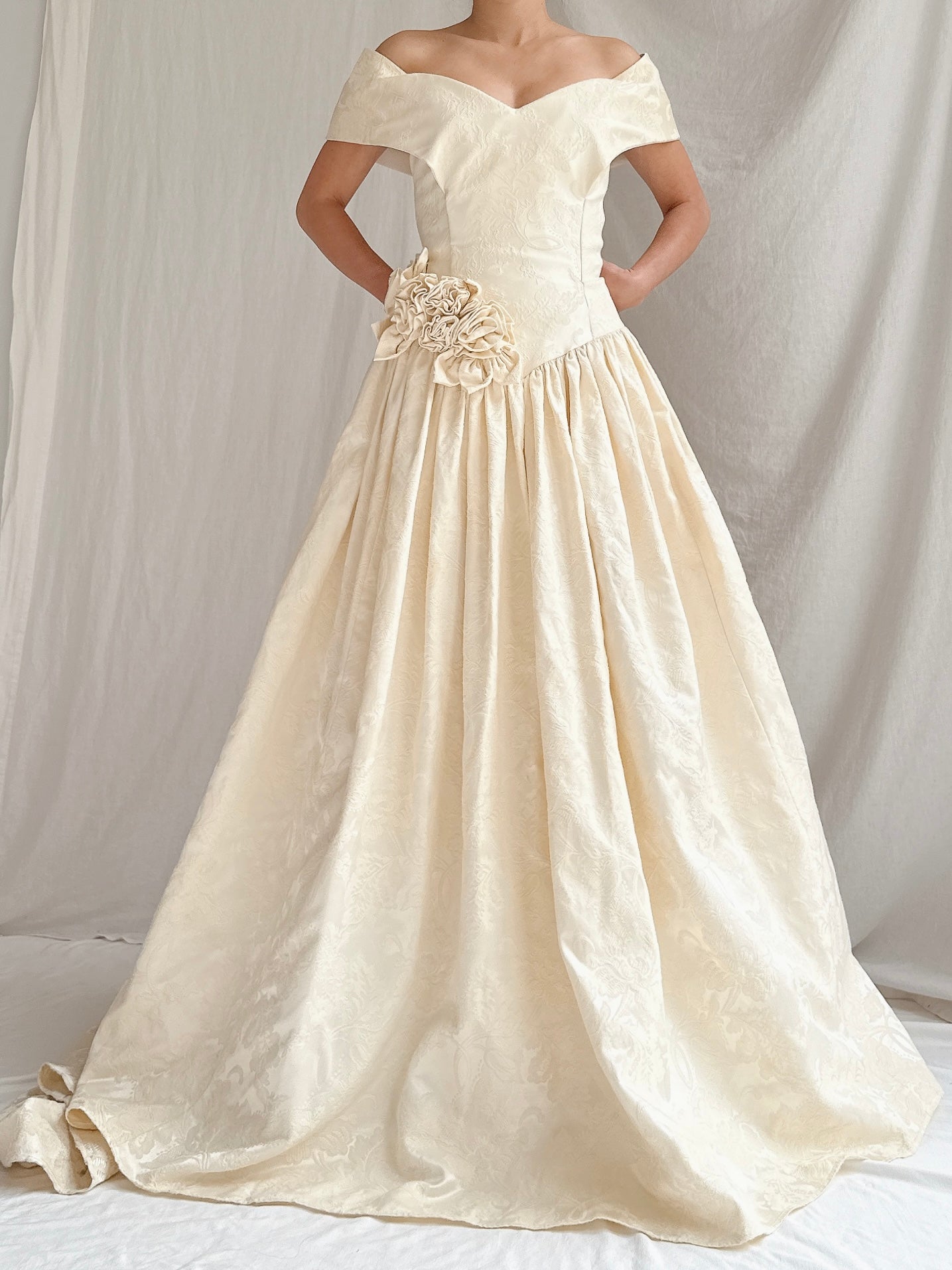 “RESERVED” Vintage Jacquard Rosette Gown - S/M