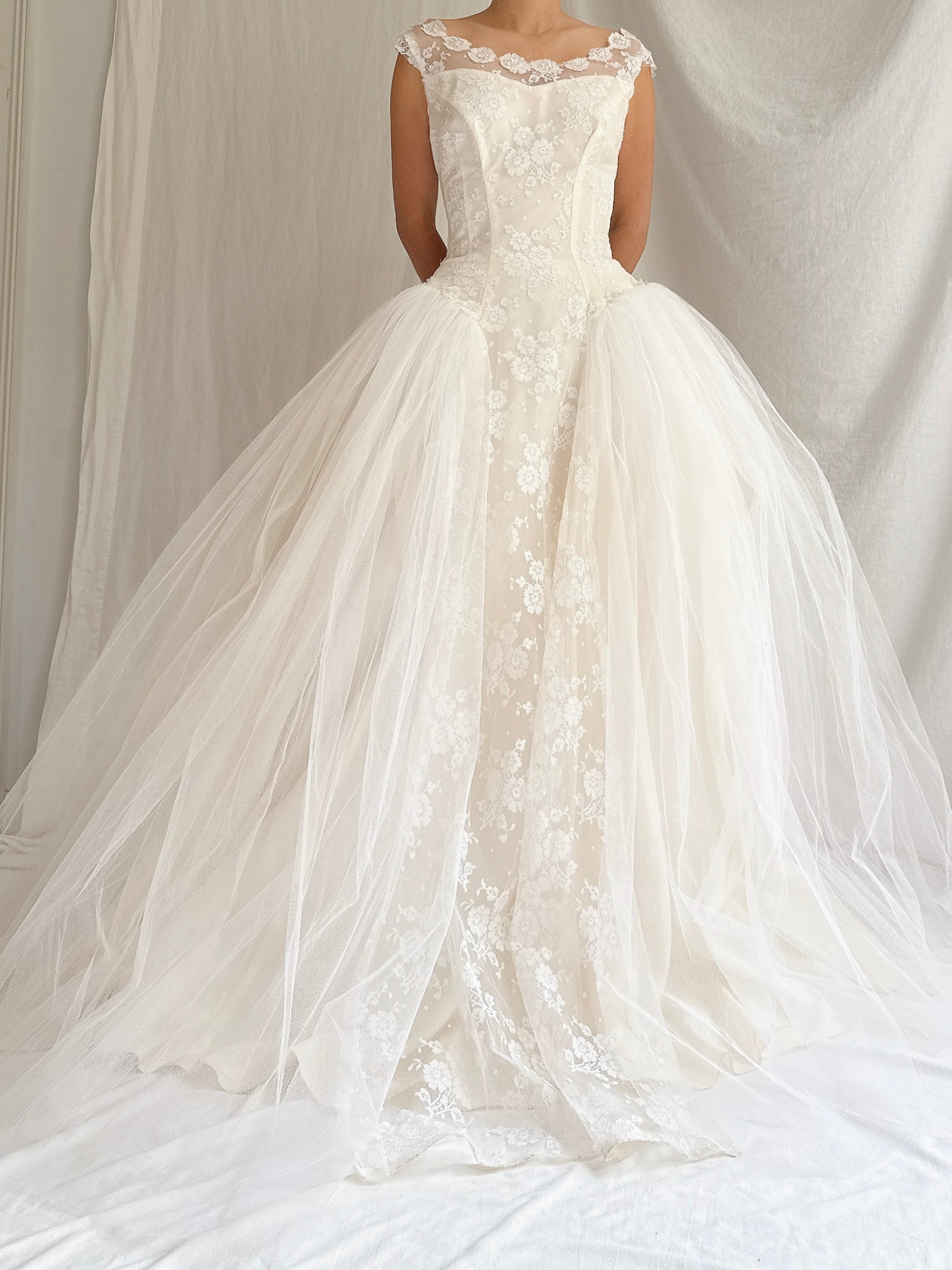 1950s Tulle and Lace Gown - XS