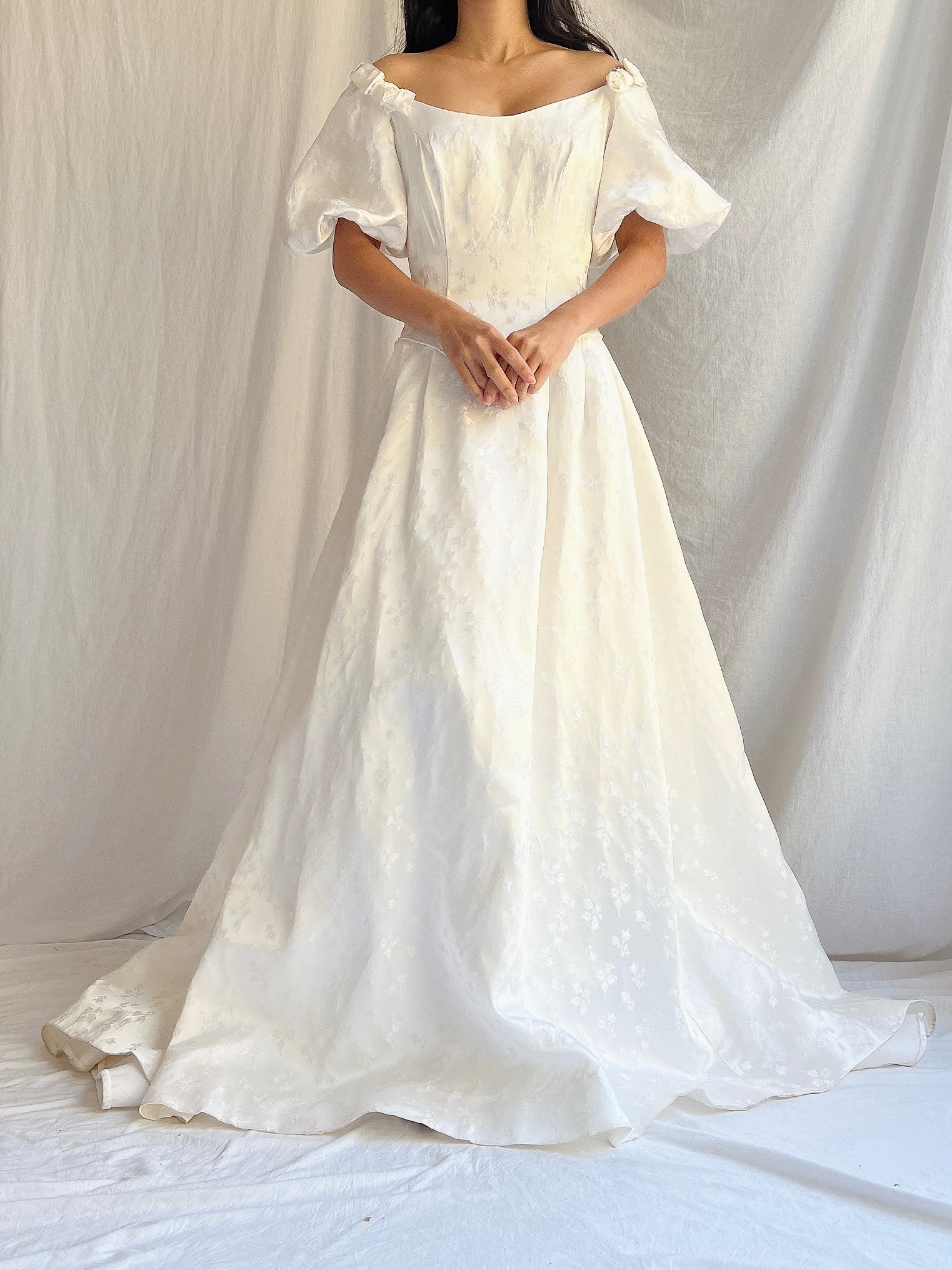 Vintage Brocade Satin Puff Sleeve Gown - XS/S | G O S S A M E R Vintage Brocade Satin Puff Sleeve Gown - XS/S | G O S S A M E R