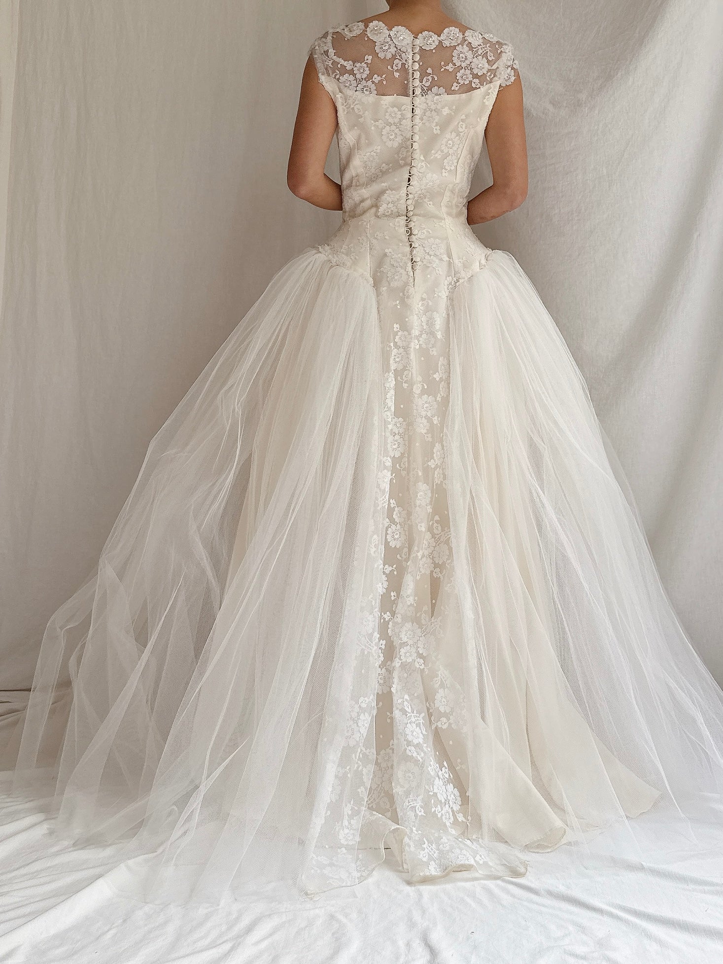 1950s Tulle and Lace Gown - XS