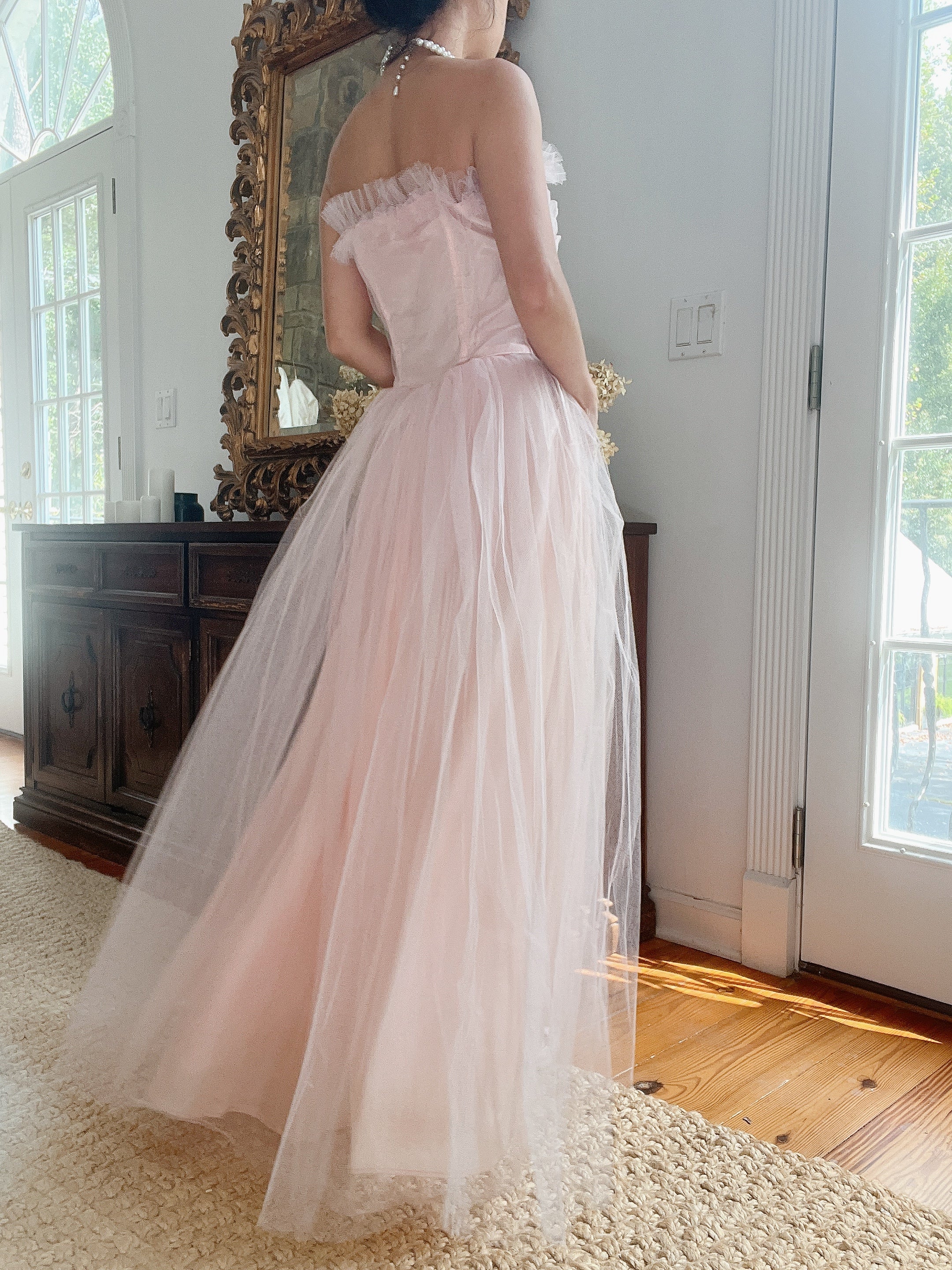 1950s Pink Tulle Dress - XS