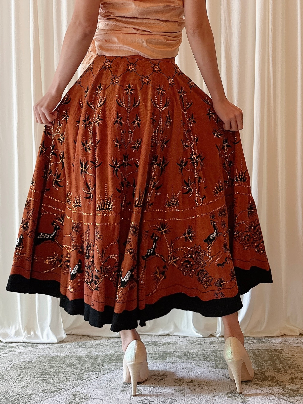Vintage Monica Paris Copper Skirt - M