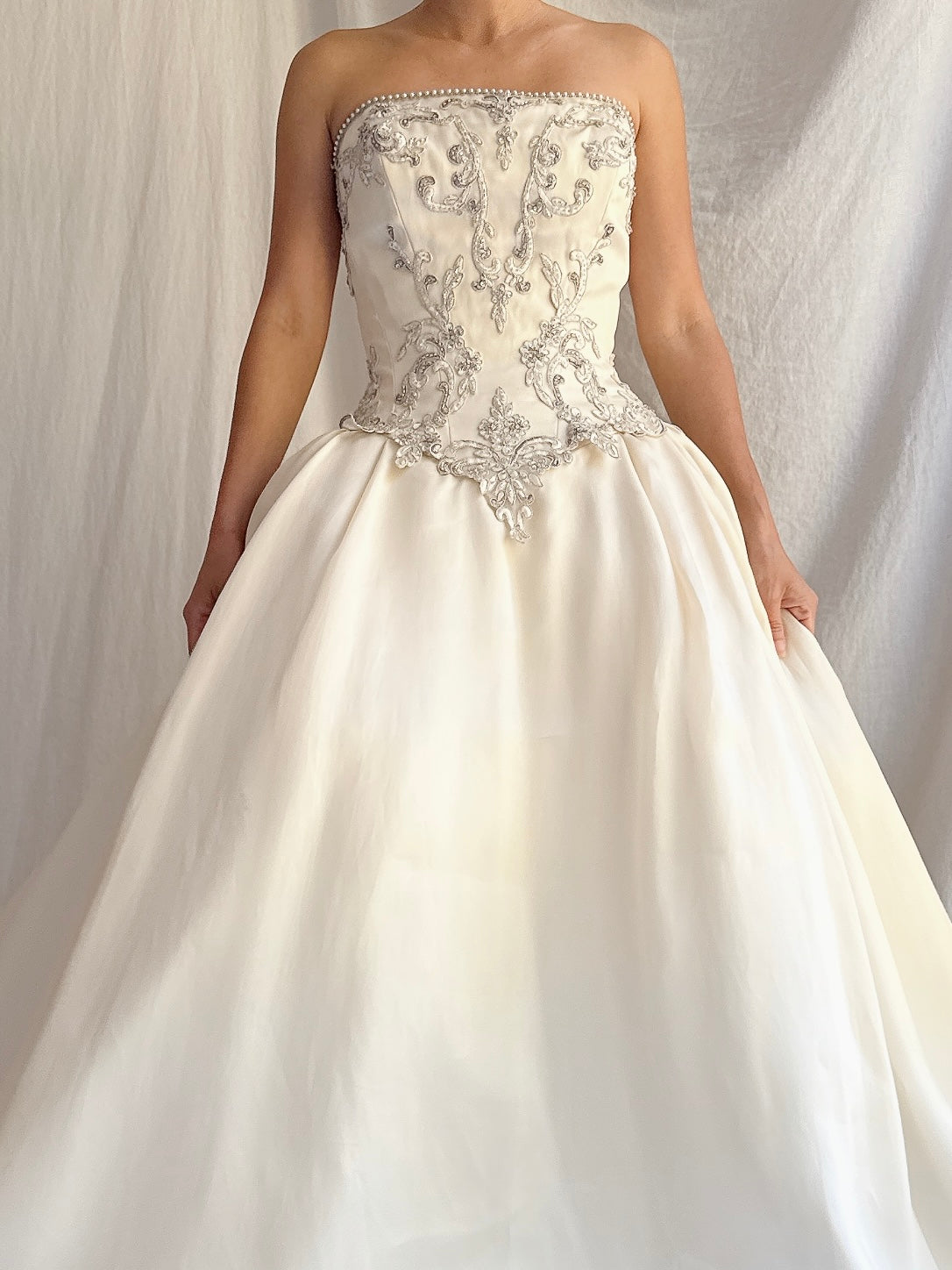 Vintage Silk Organza Embroidered Gown - XS/2