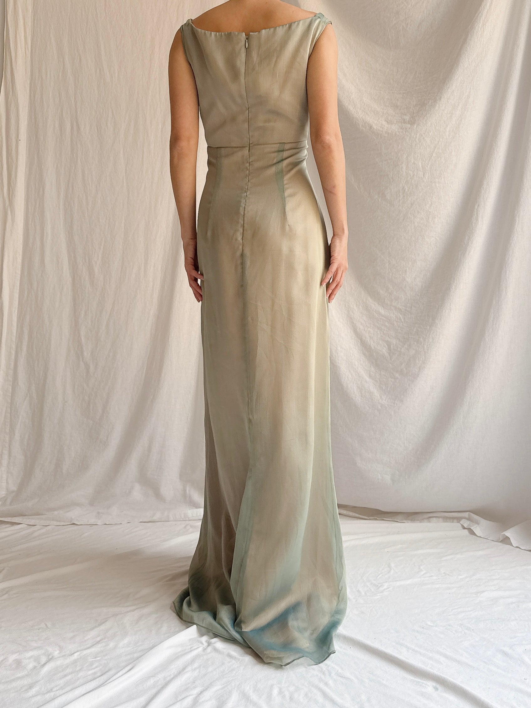 1990s Emanuelle Khanh Paris Seafoam Dress - S/6