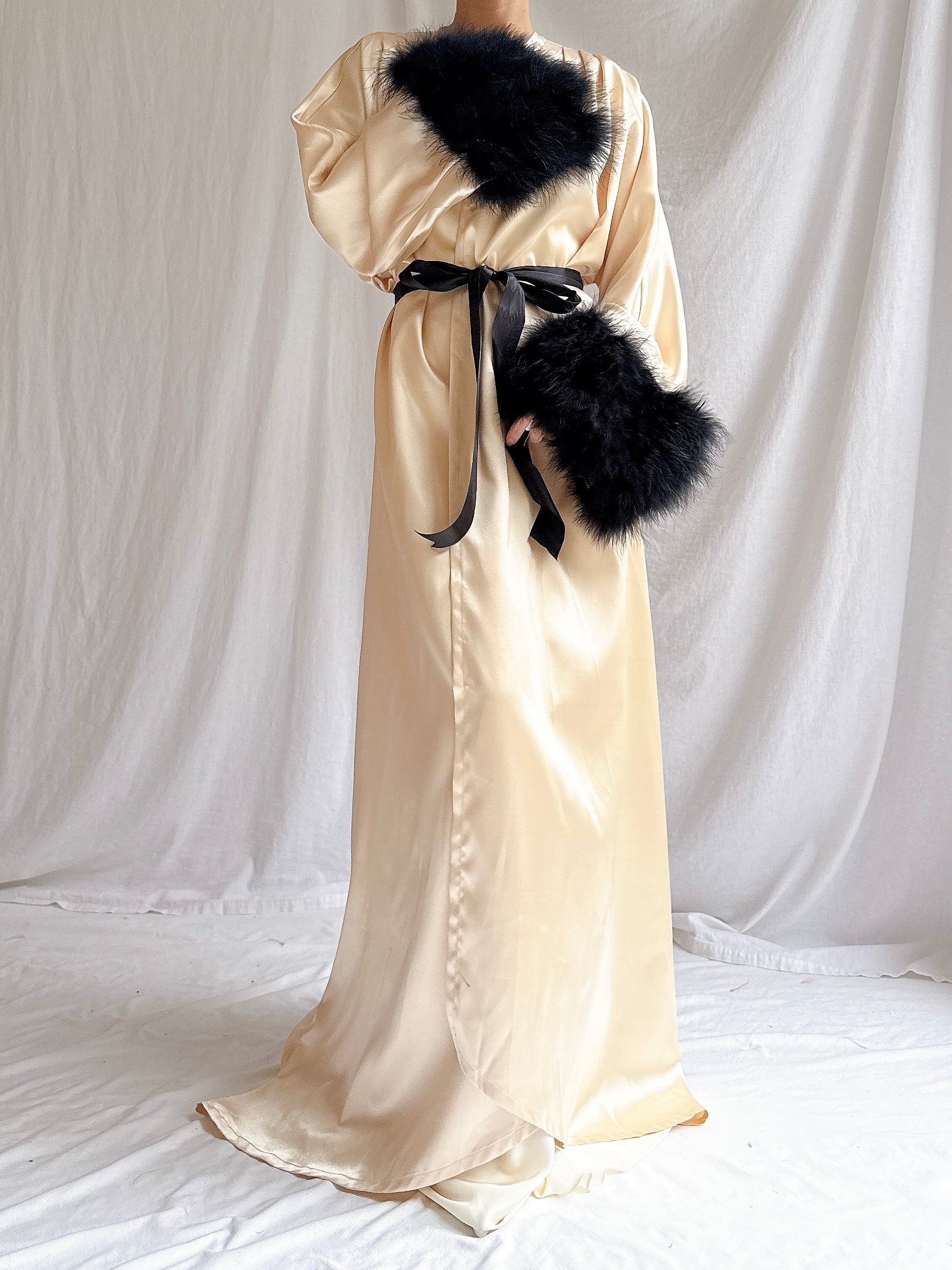 Vintage Marabou Trimmed Duster - OSFM