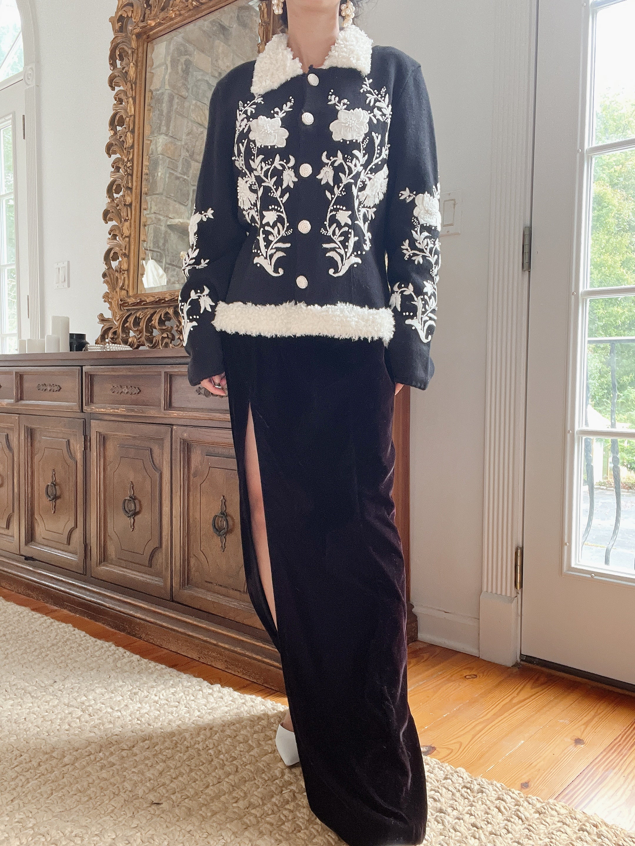 1980s Michael Simon Embroidered Cardigan - M