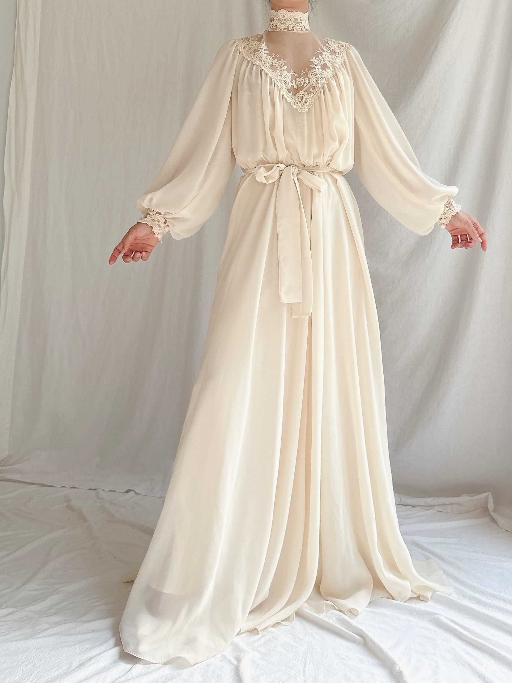 1970s Poet Sleeve Gown - M
