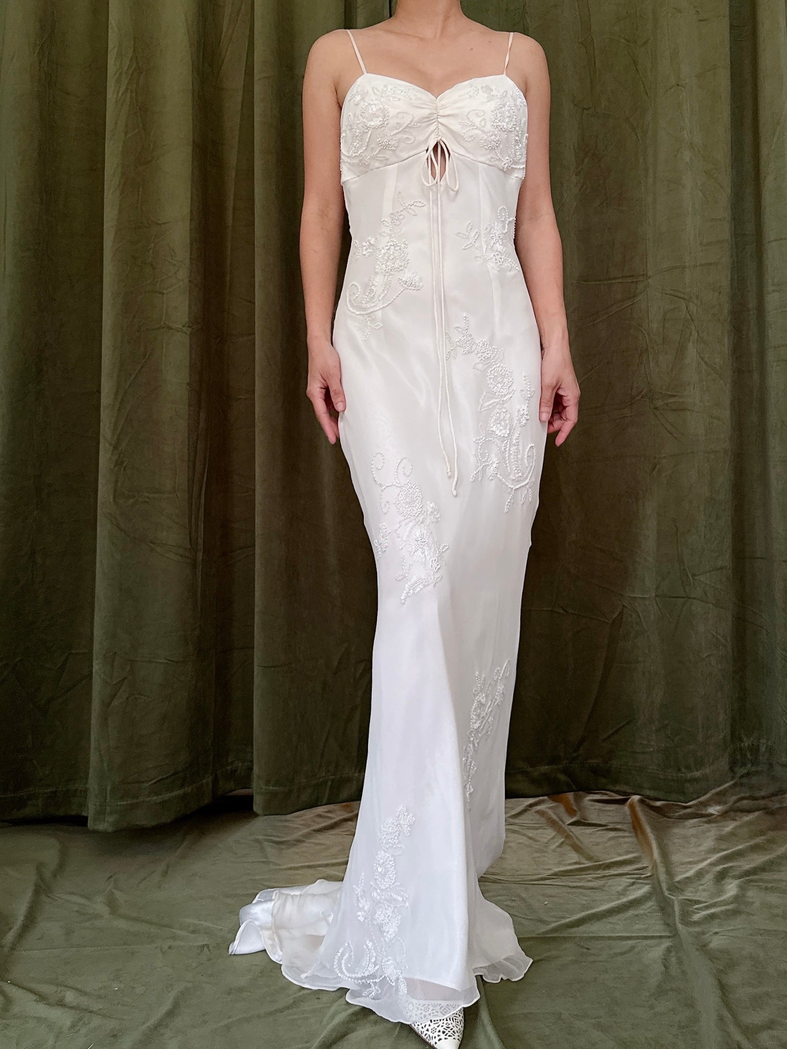 Vintage Silk Chiffon Beaded Gown - Size 2/4