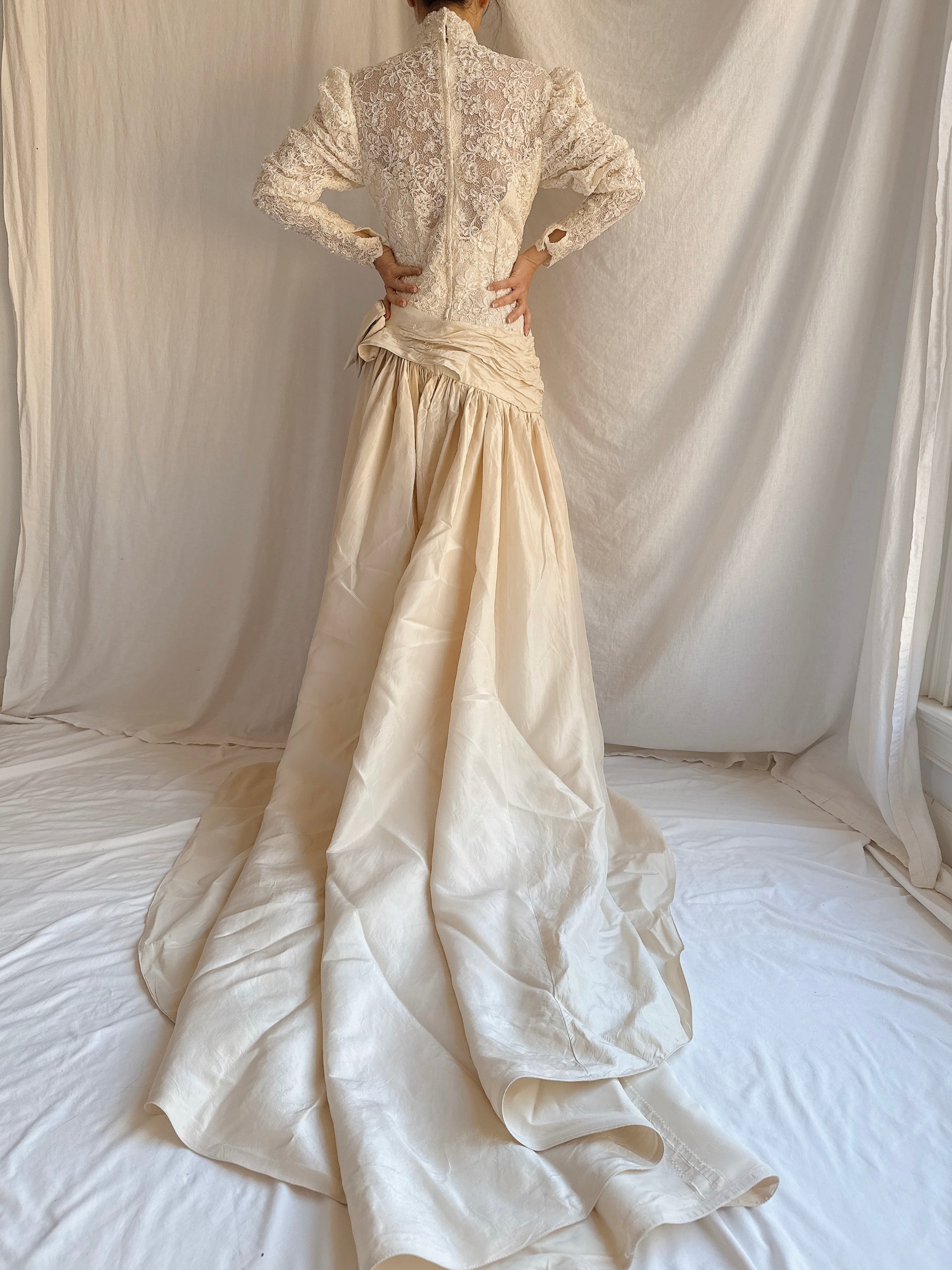 Vintage Jim Hjelm Lace and Silk Tafetta Gown - S/M US 6