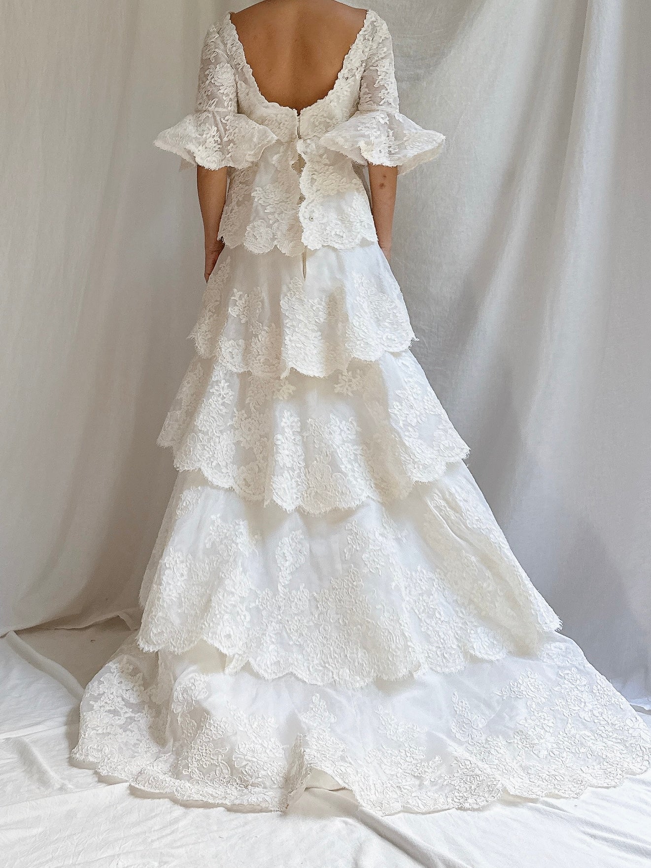 1960s Silk Organza & Lace Gown - M