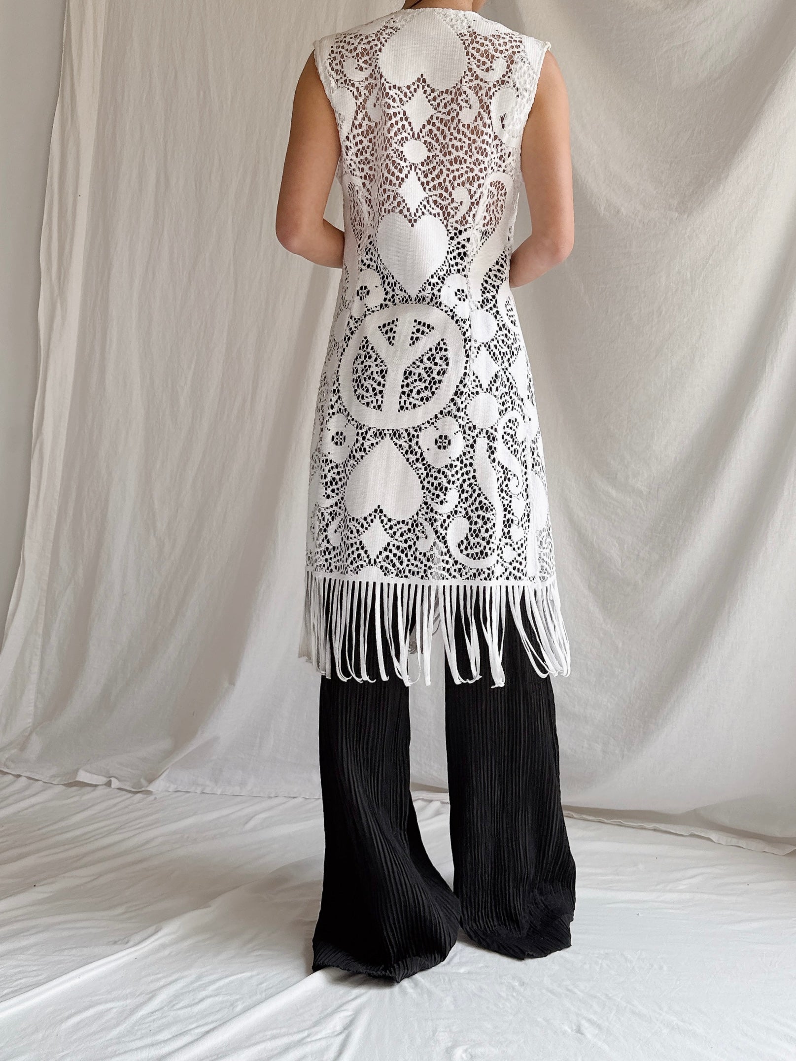 Vintage Carbur Fringe Duster Vest - S