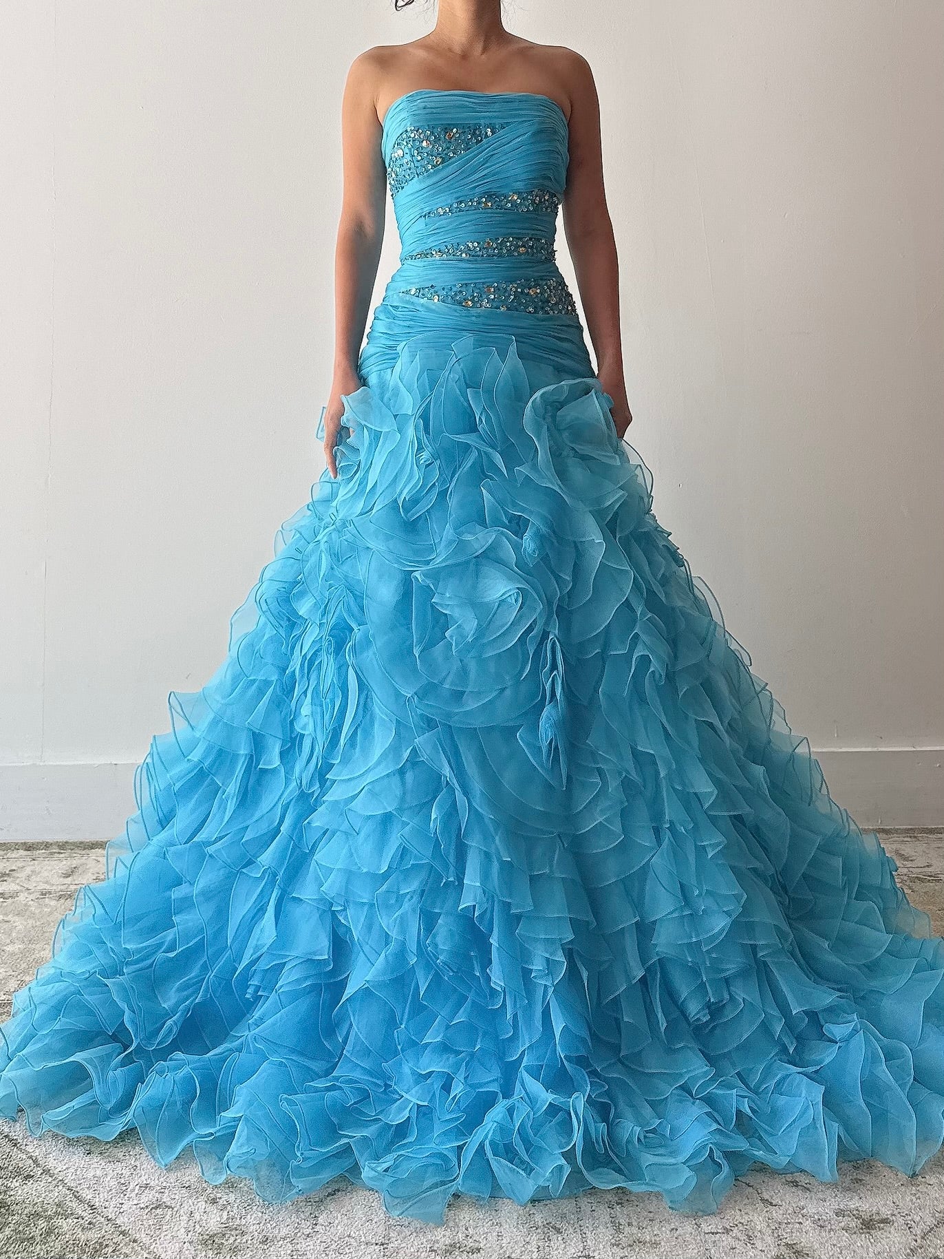 Vintage Organza Sequin Dress - M