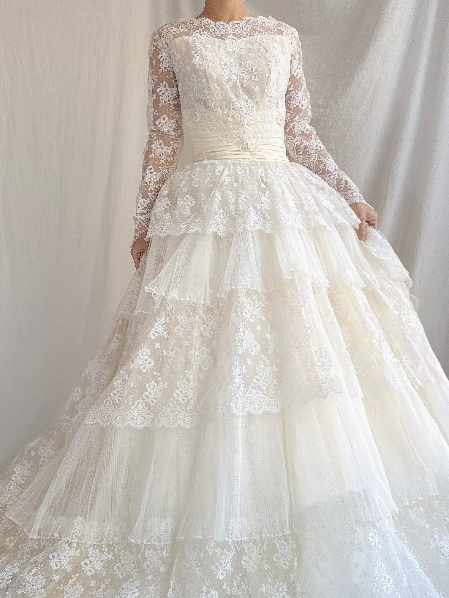 1950s Tulle and Lace Gown - XS