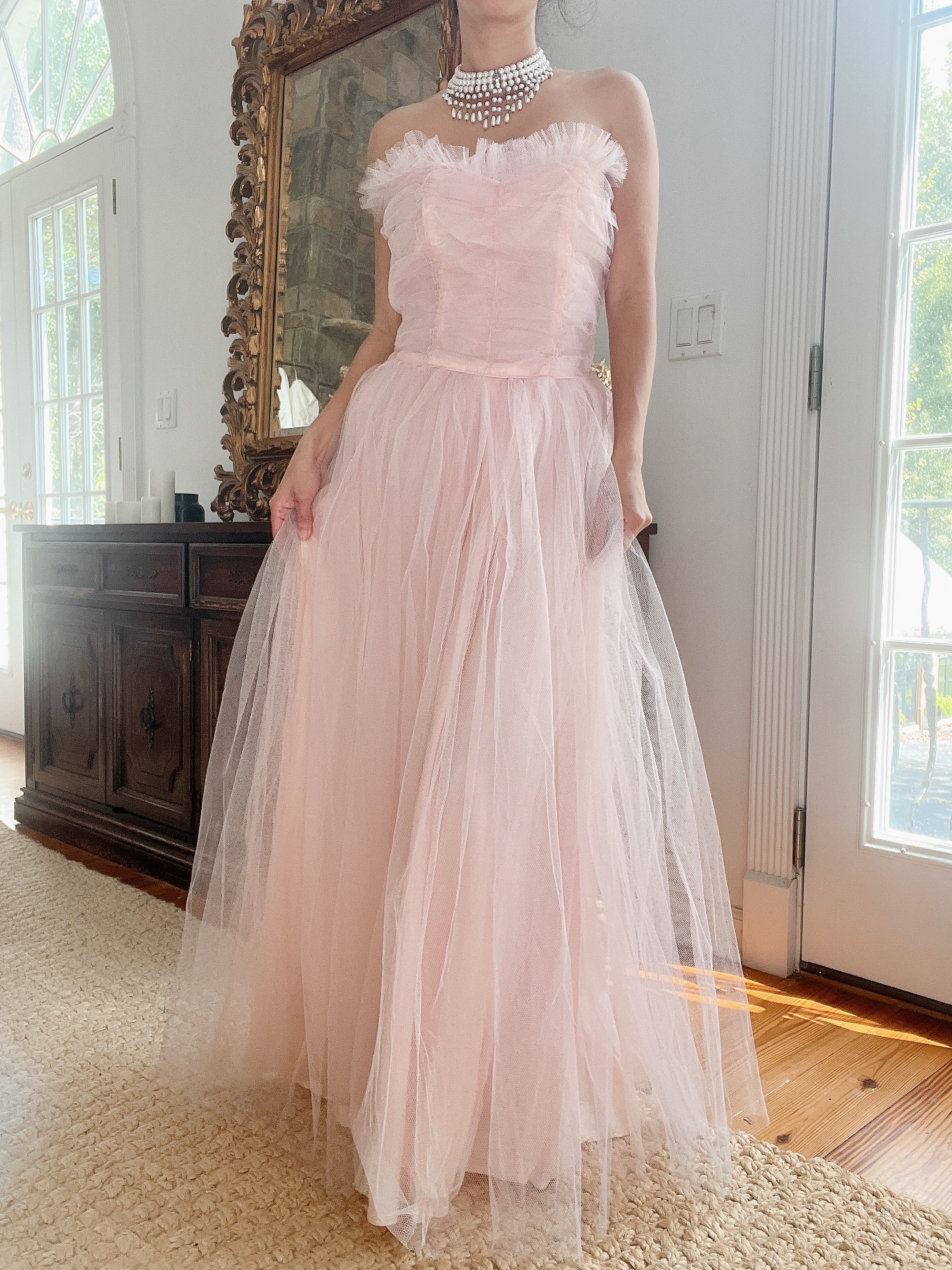 1950s Pink Tulle Dress - XS