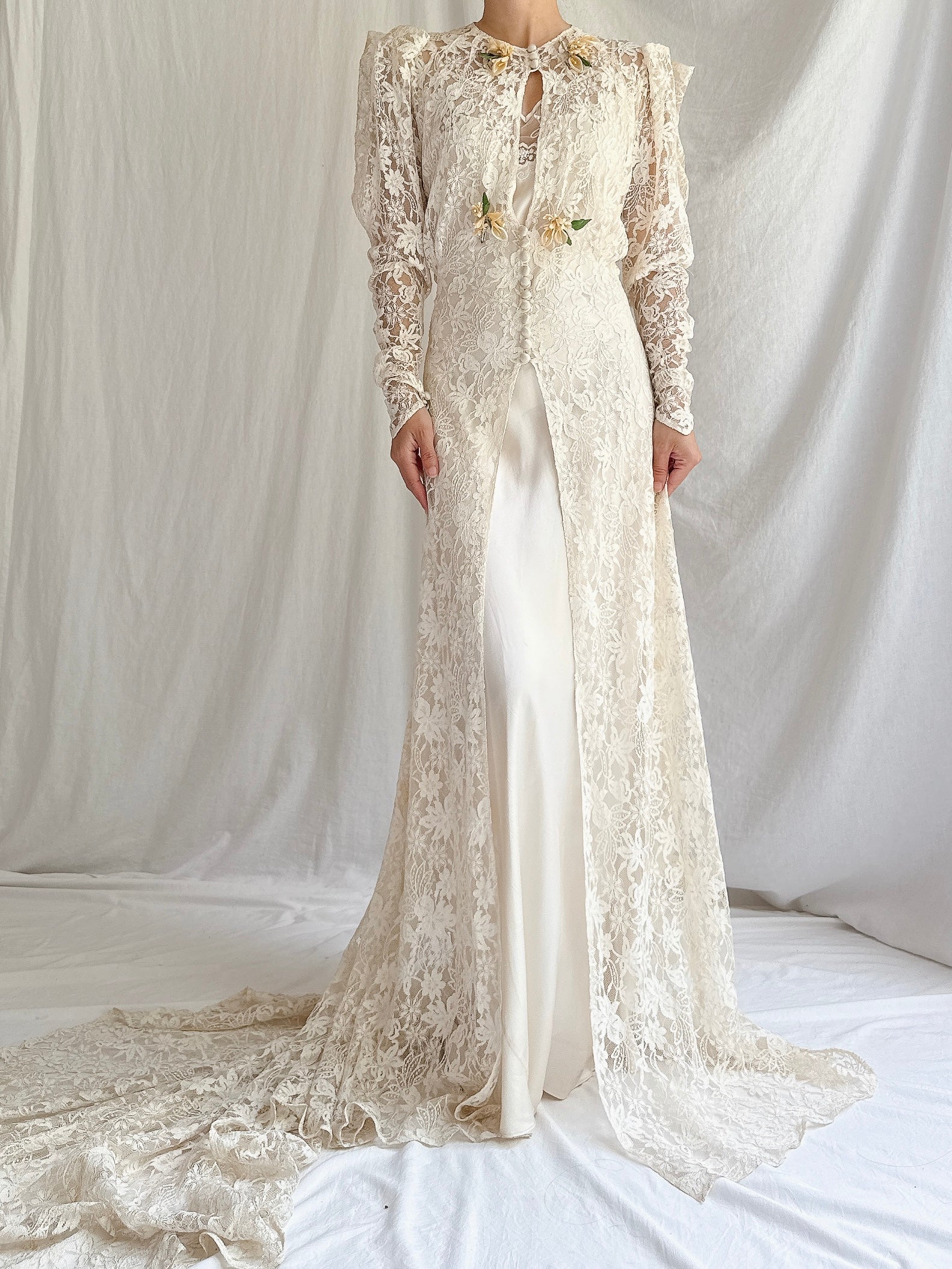 1930s Lace Gown with Slip - S