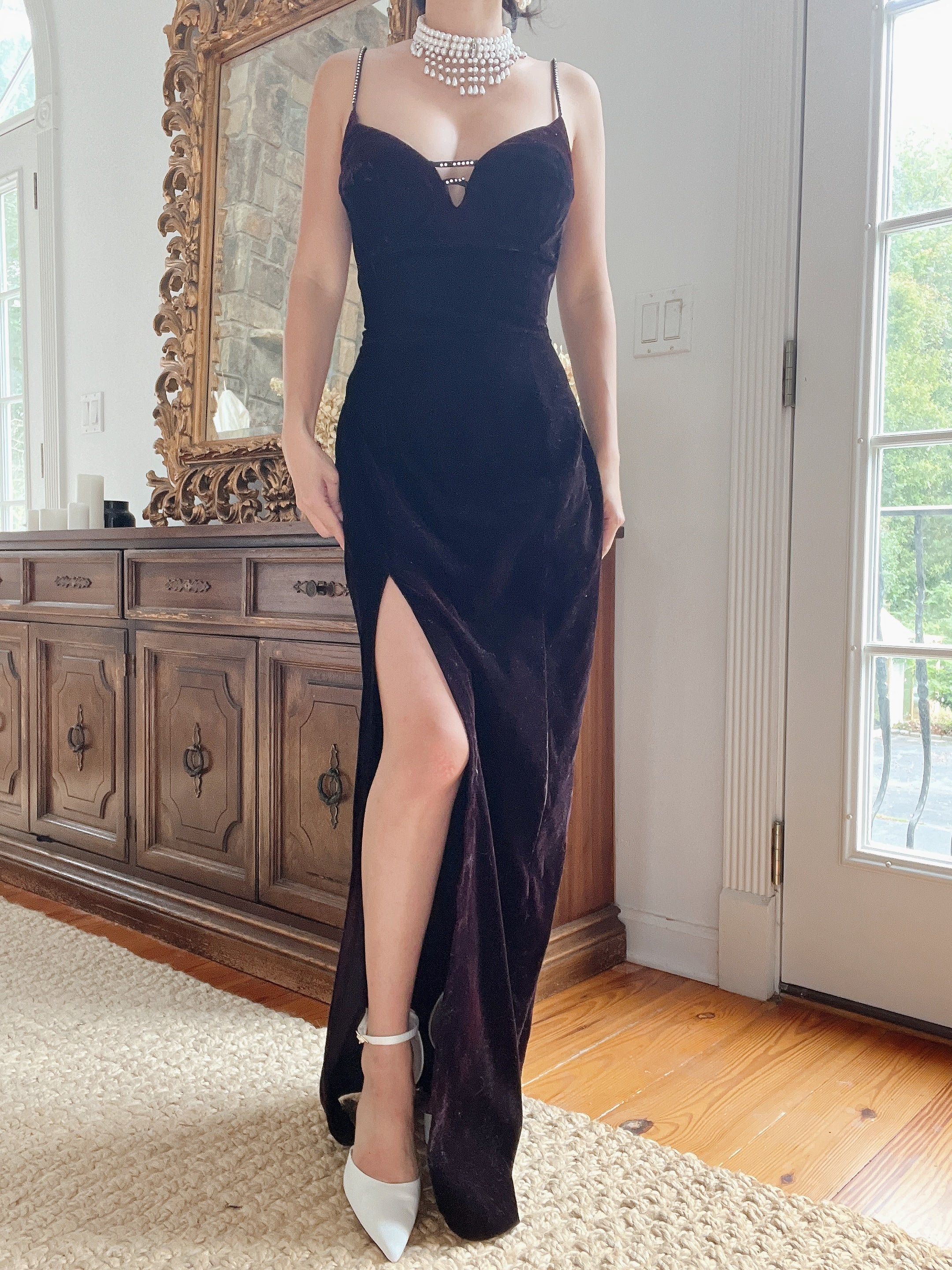 1990s Velvet Split Gown - S